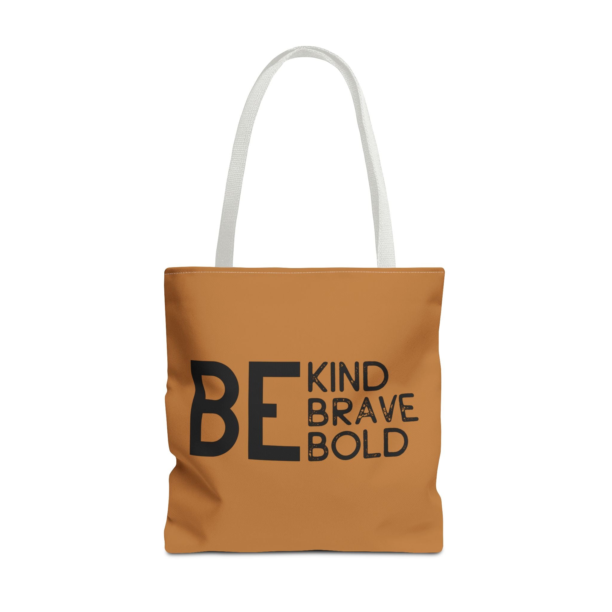 Inspirational Tote Bag - Be Kind Brave Bold - Eco-Friendly Carryall - Light Brown