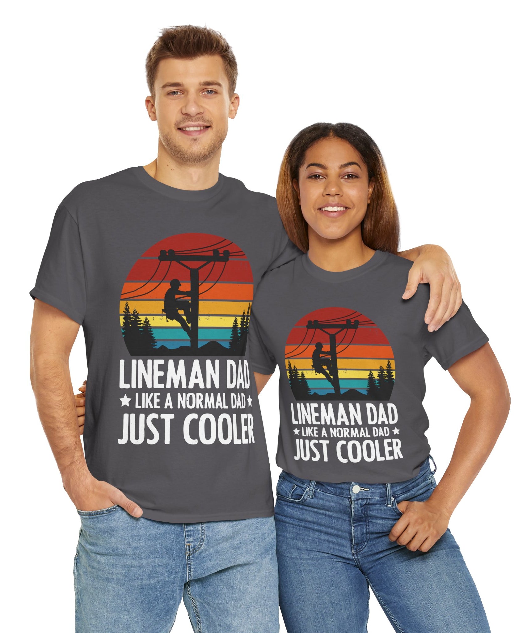Lineman Tee – Bold Sunset & Power Lines