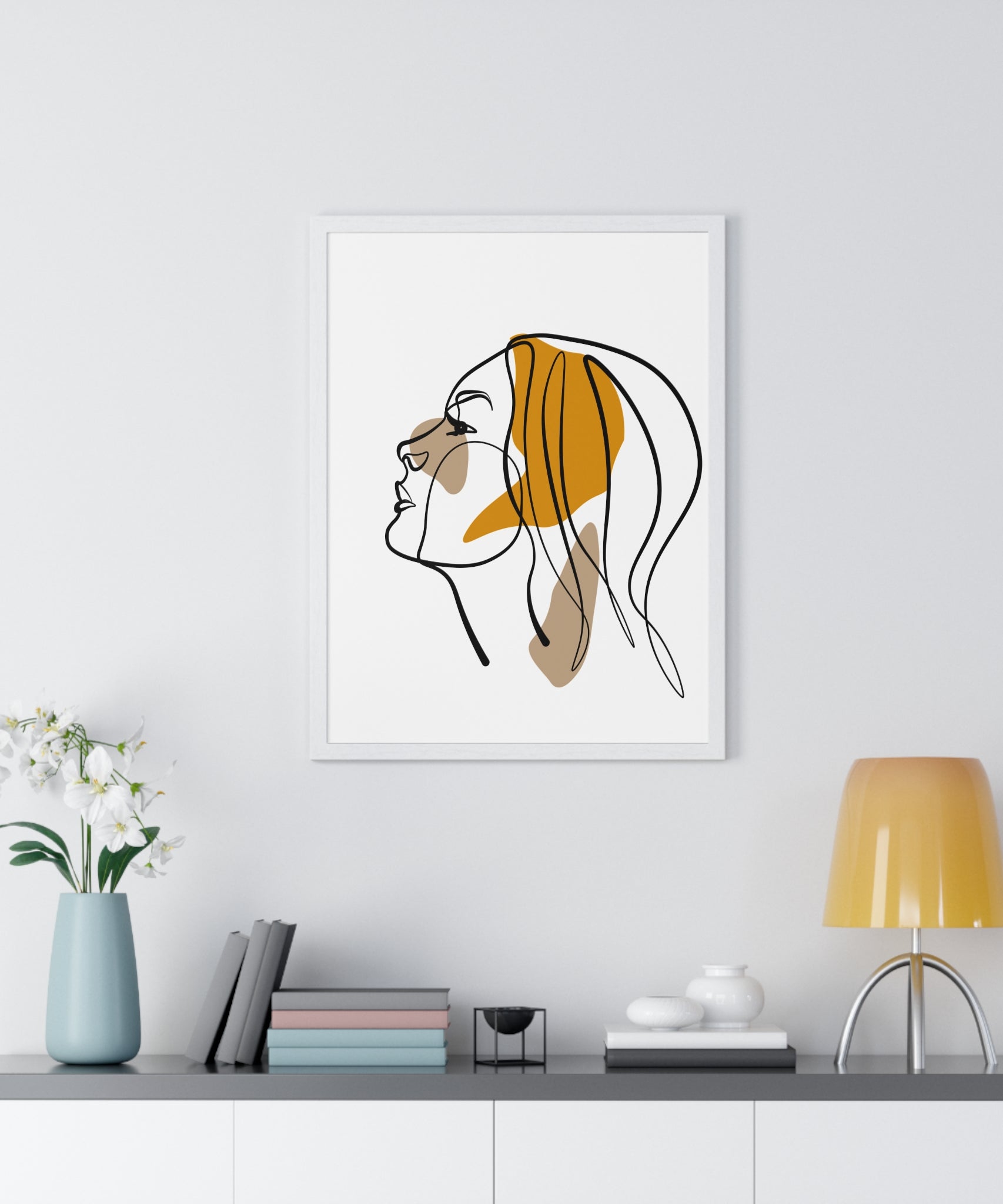 Abstract Woman Face Art – Framed Minimalist Print