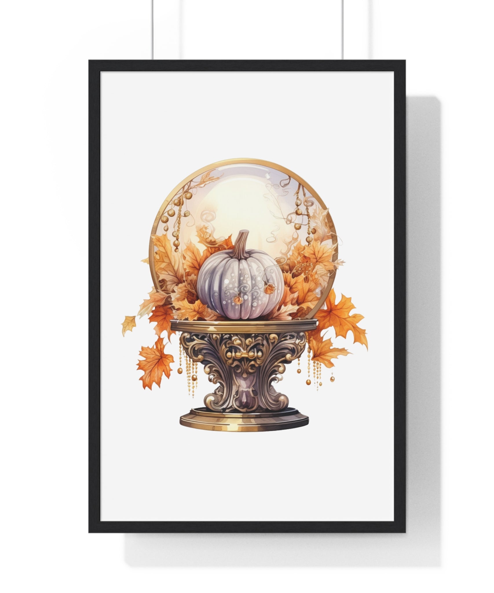 Autumn Snow Globe – White Pumpkin Wall Art | Gallory Hive