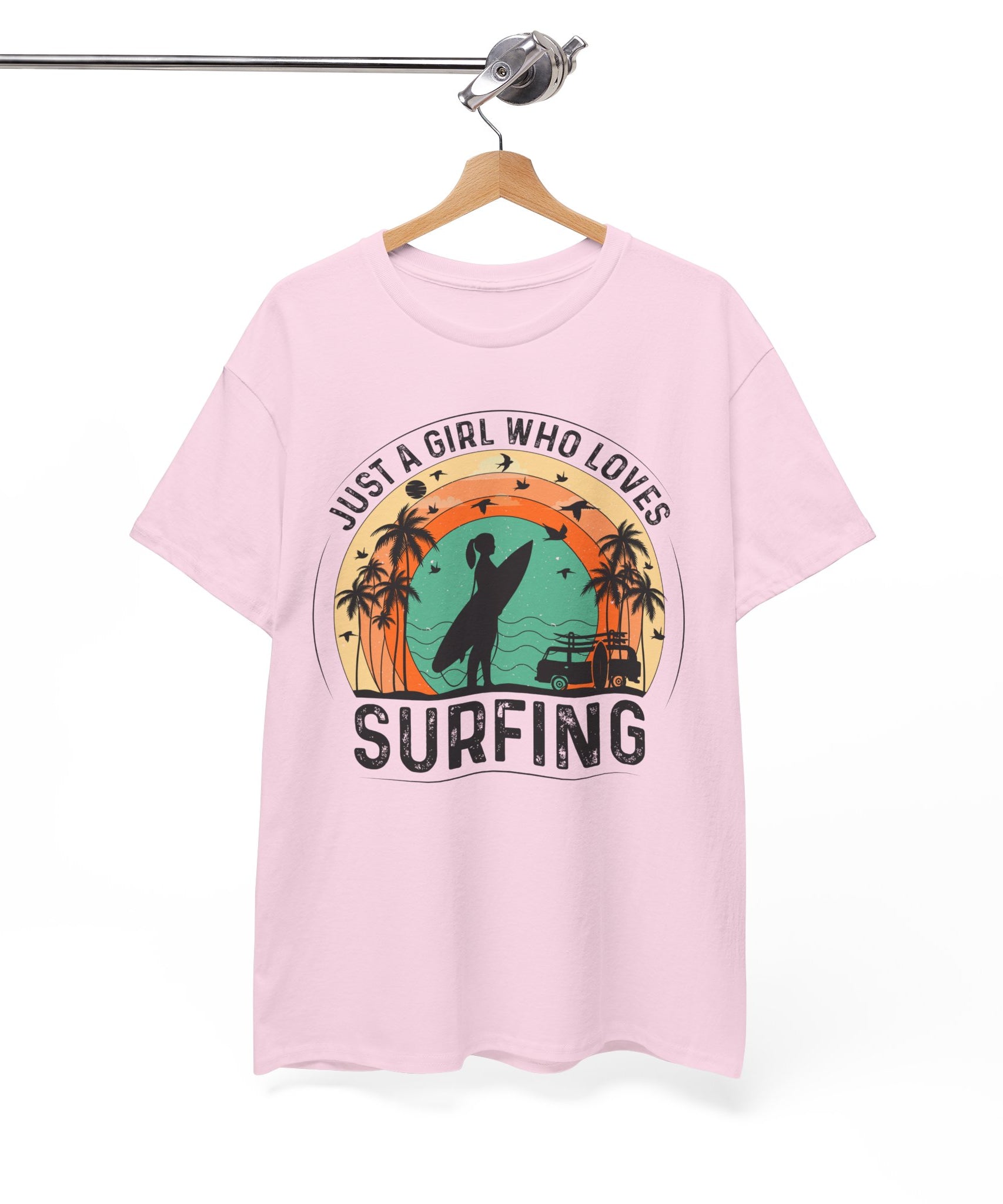 Beach Girl Surfing Retro Tee
