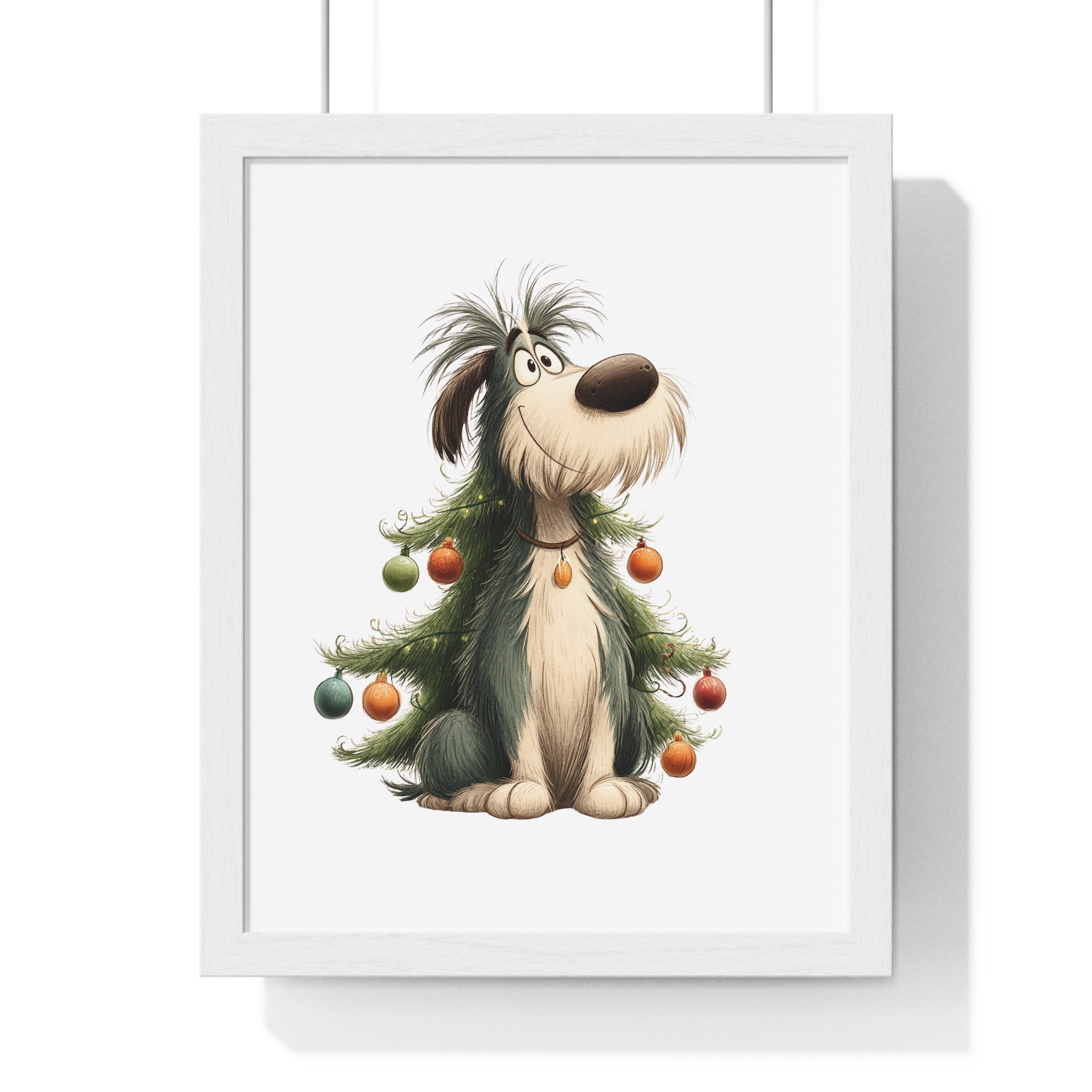 Festive Dog as Christmas Tree – Framed Wooden Wall Art - Gallory Hive