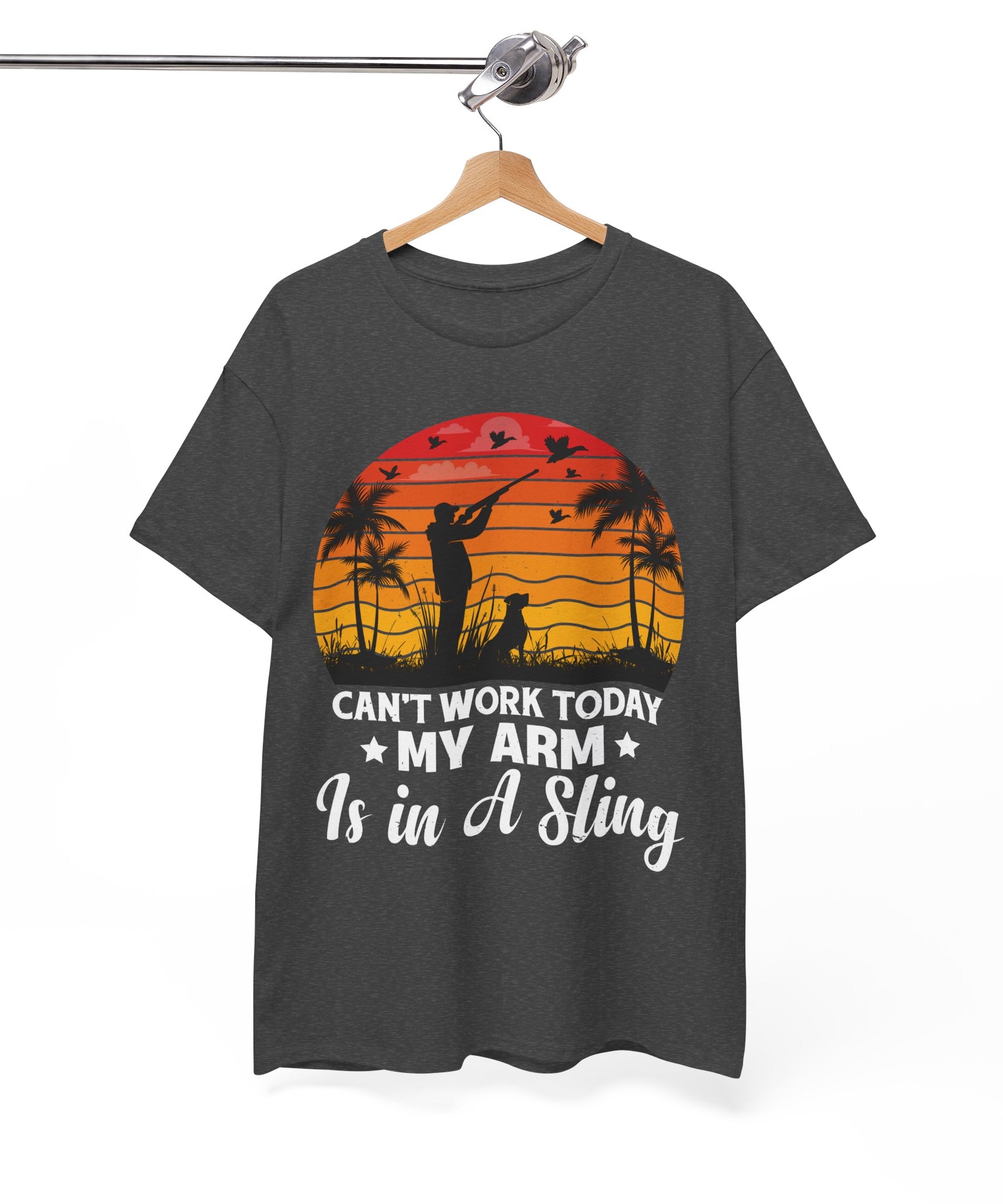 Hunter & Dog Tee – Retro Sunset Scene | Gallory Hive