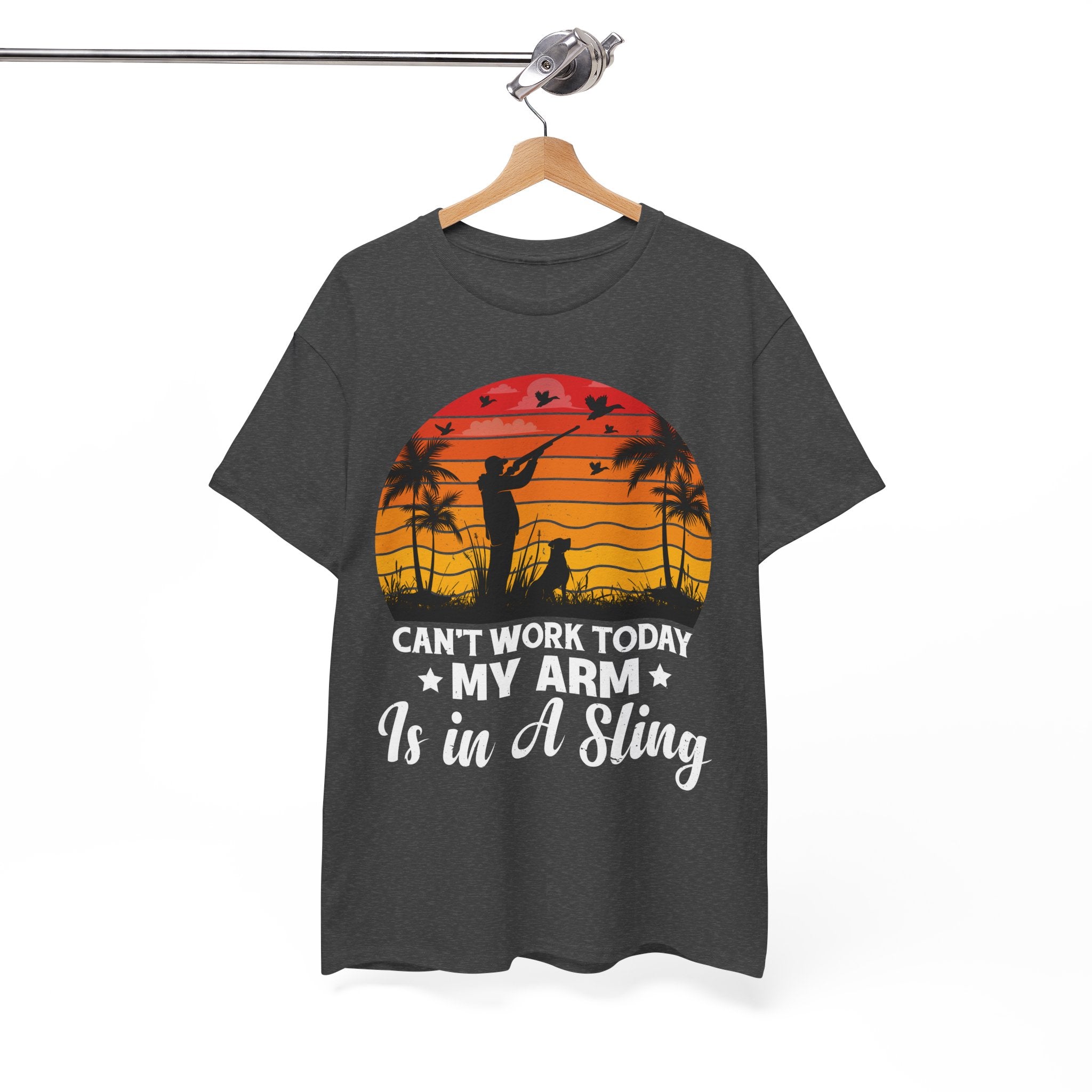 Hunter & Dog Tee – Retro Sunset Scene | Gallory Hive