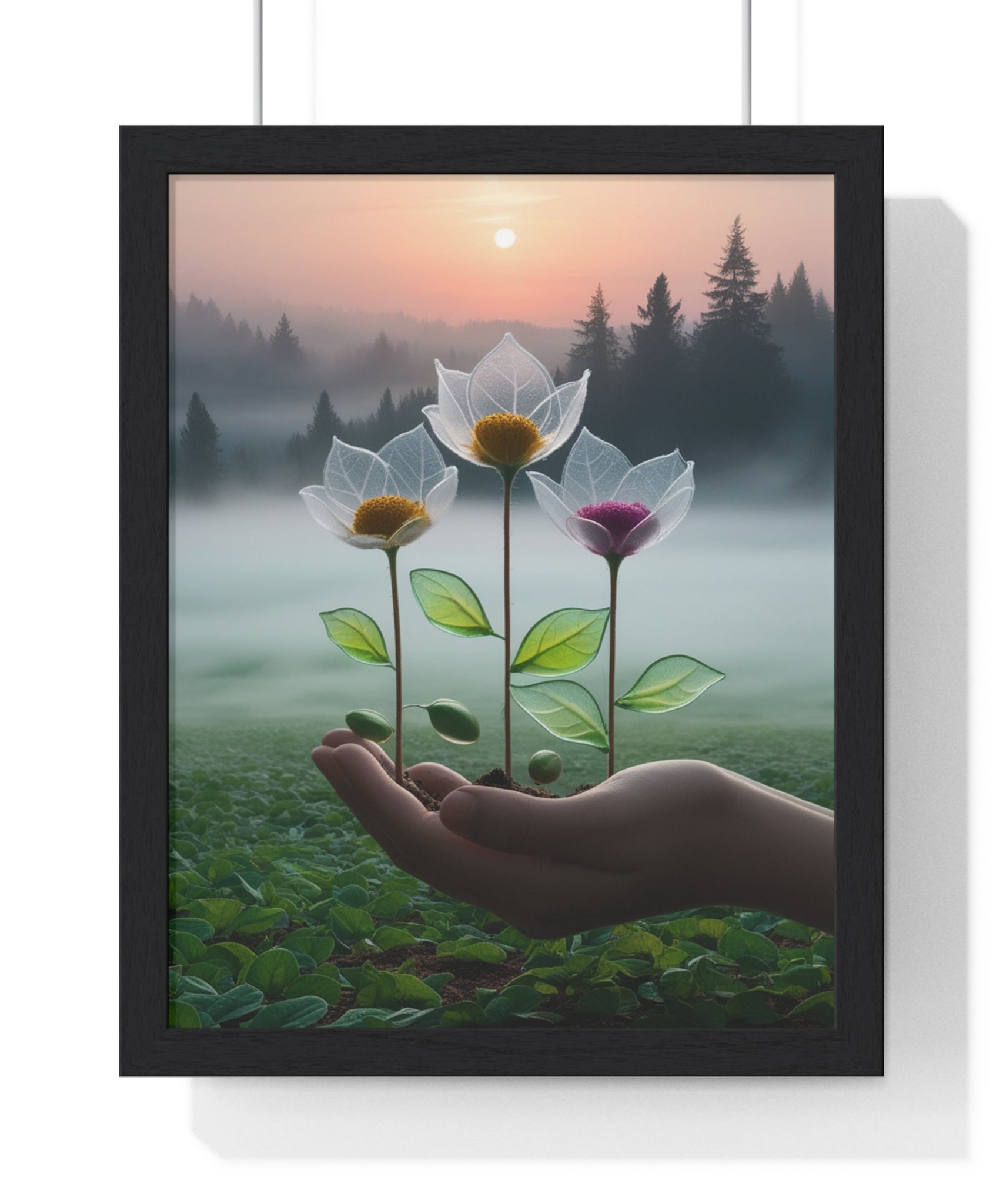 Nature Botanical Vertical Framed Poster, Serene Floral Wall Art, Inspirational Home Decor, Botanical Print, Gift for Garden Lovers
