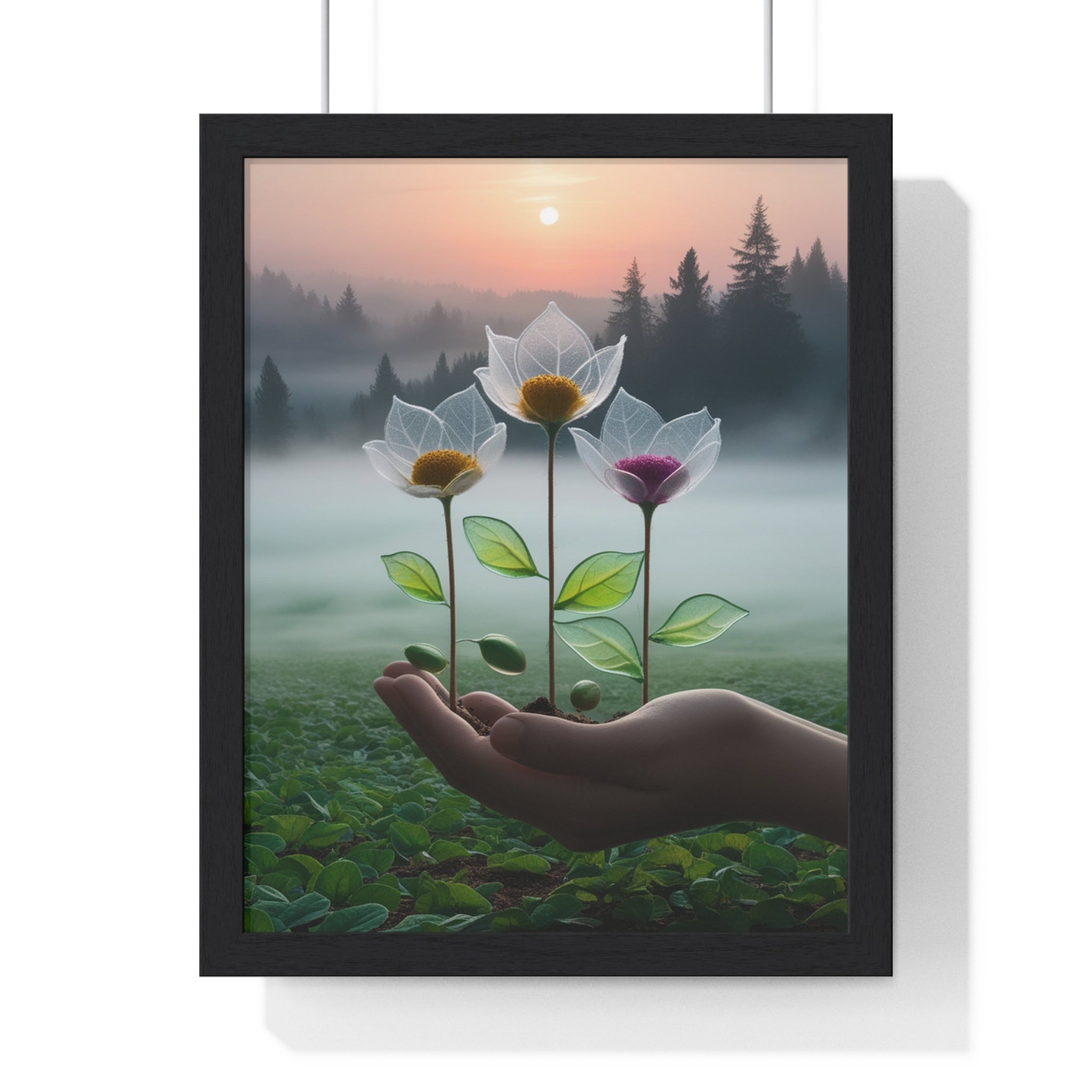 Nature Botanical Vertical Framed Poster, Serene Floral Wall Art, Inspirational Home Decor, Botanical Print, Gift for Garden Lovers