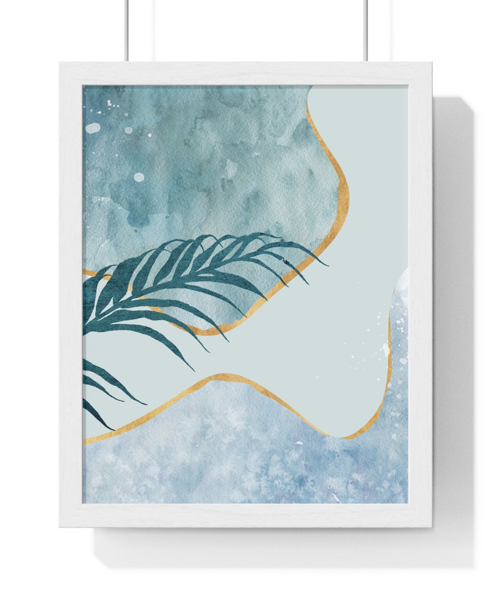 Abstract Leaf Prints on Wooden Frame – Modern Wall Art | Gallory Hive