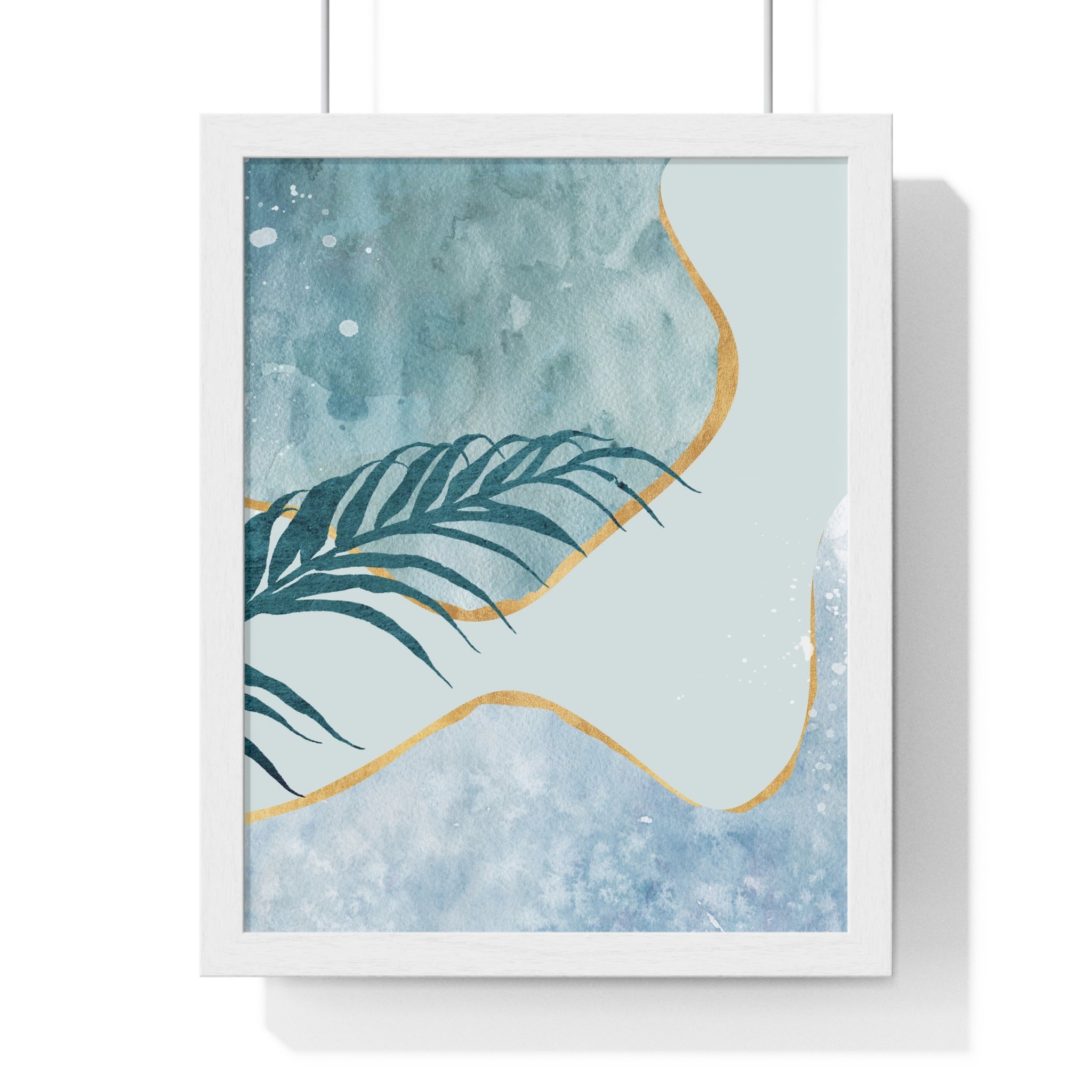 Abstract Leaf Prints on Wooden Frame – Modern Wall Art | Gallory Hive