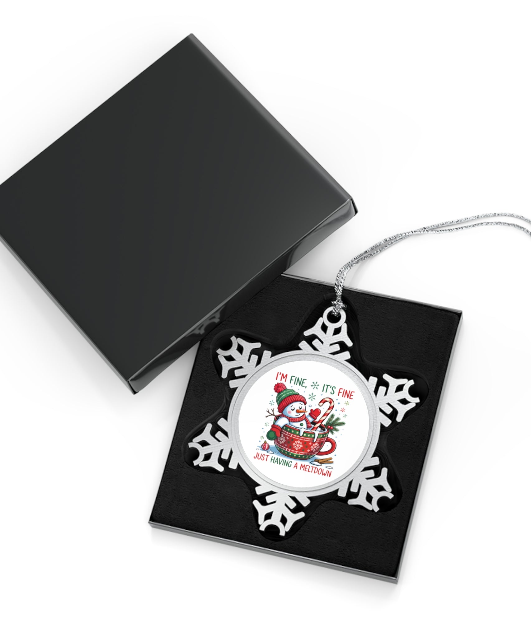 Snowman Christmas Pewter Snowflake Ornament | Gallory Hive