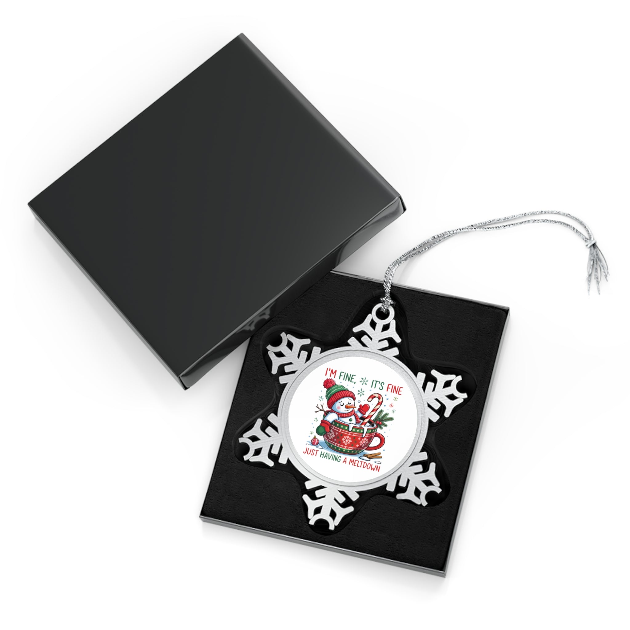 Snowman Christmas Pewter Snowflake Ornament | Gallory Hive