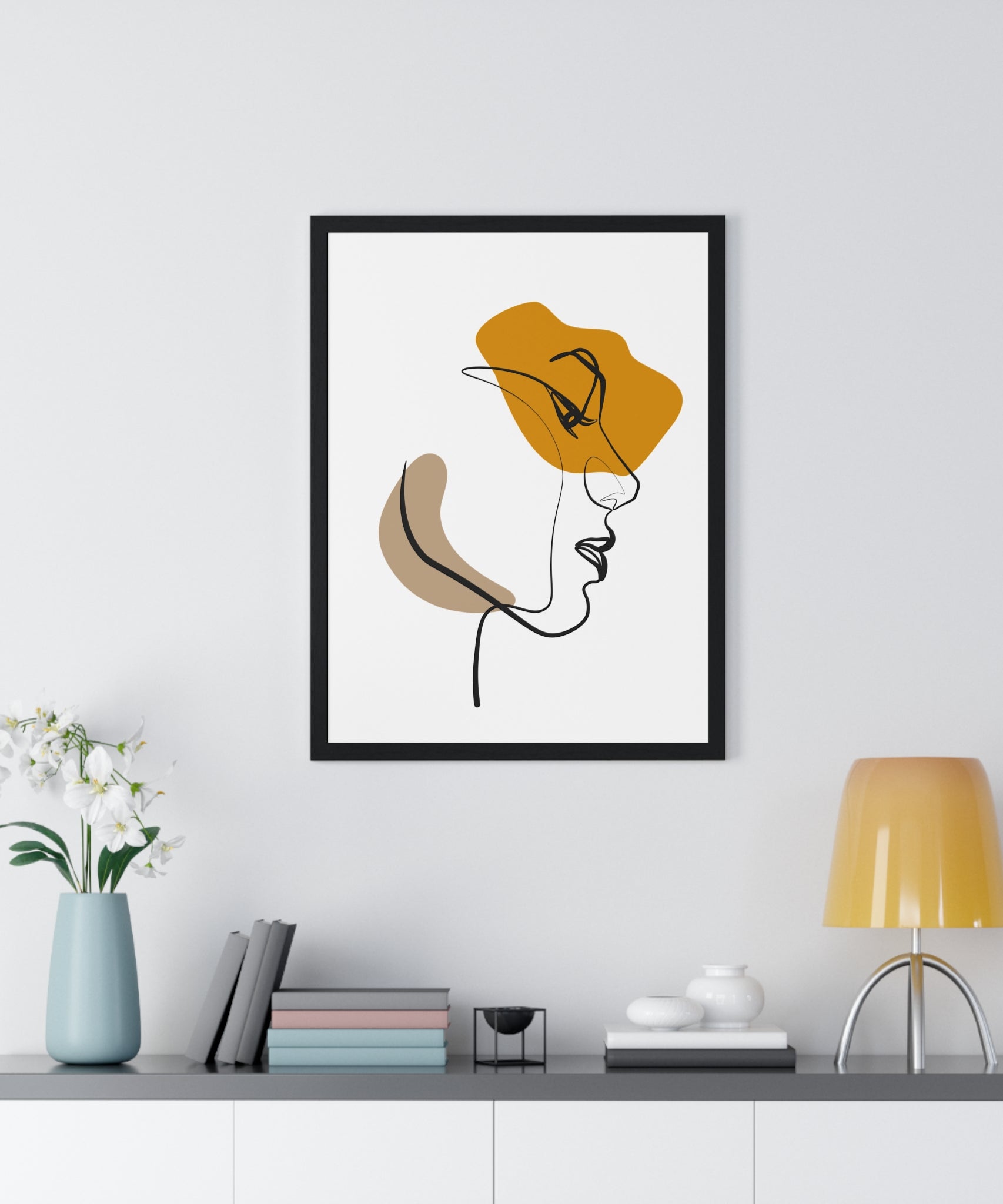 Abstract Profile Line Art – Framed Face Print