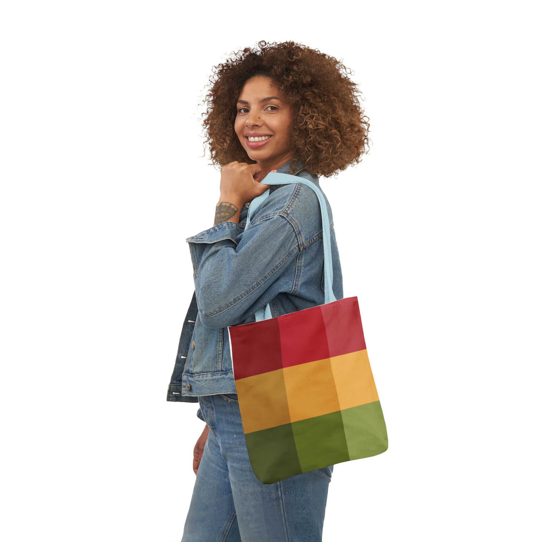 Colorful Geometric Square Pattern Tote Bag