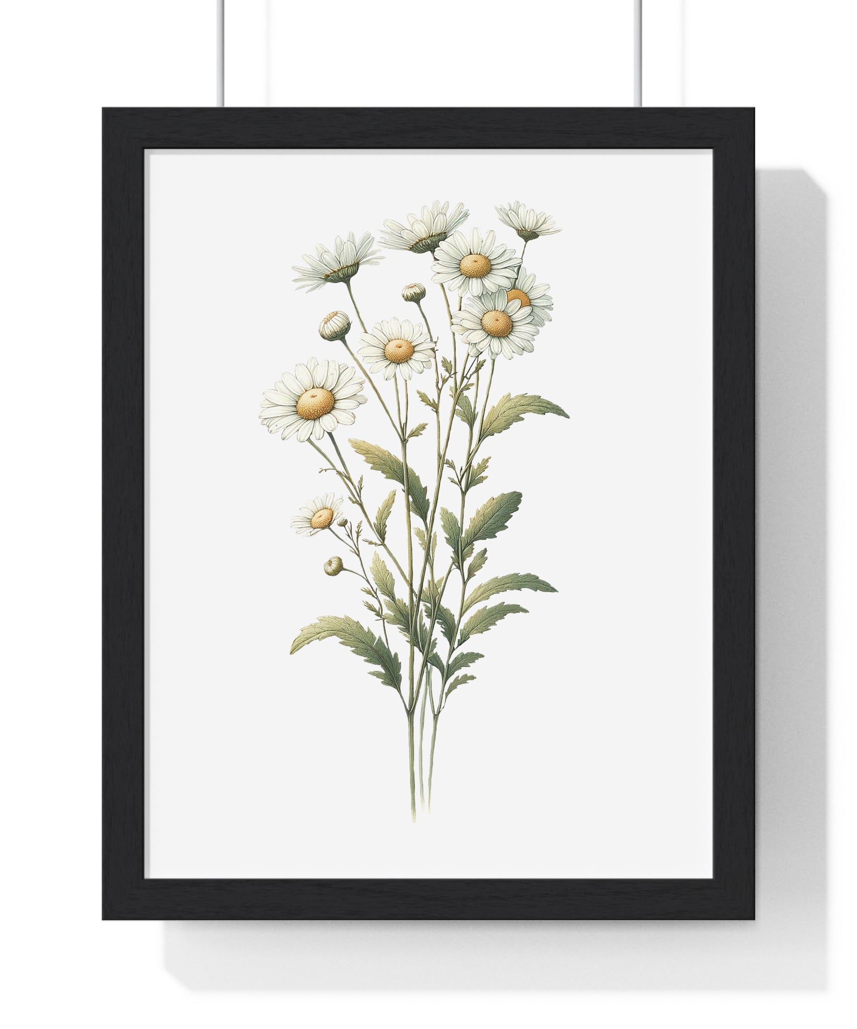 April Daisy Birth Flower Wooden Framed Wall Art