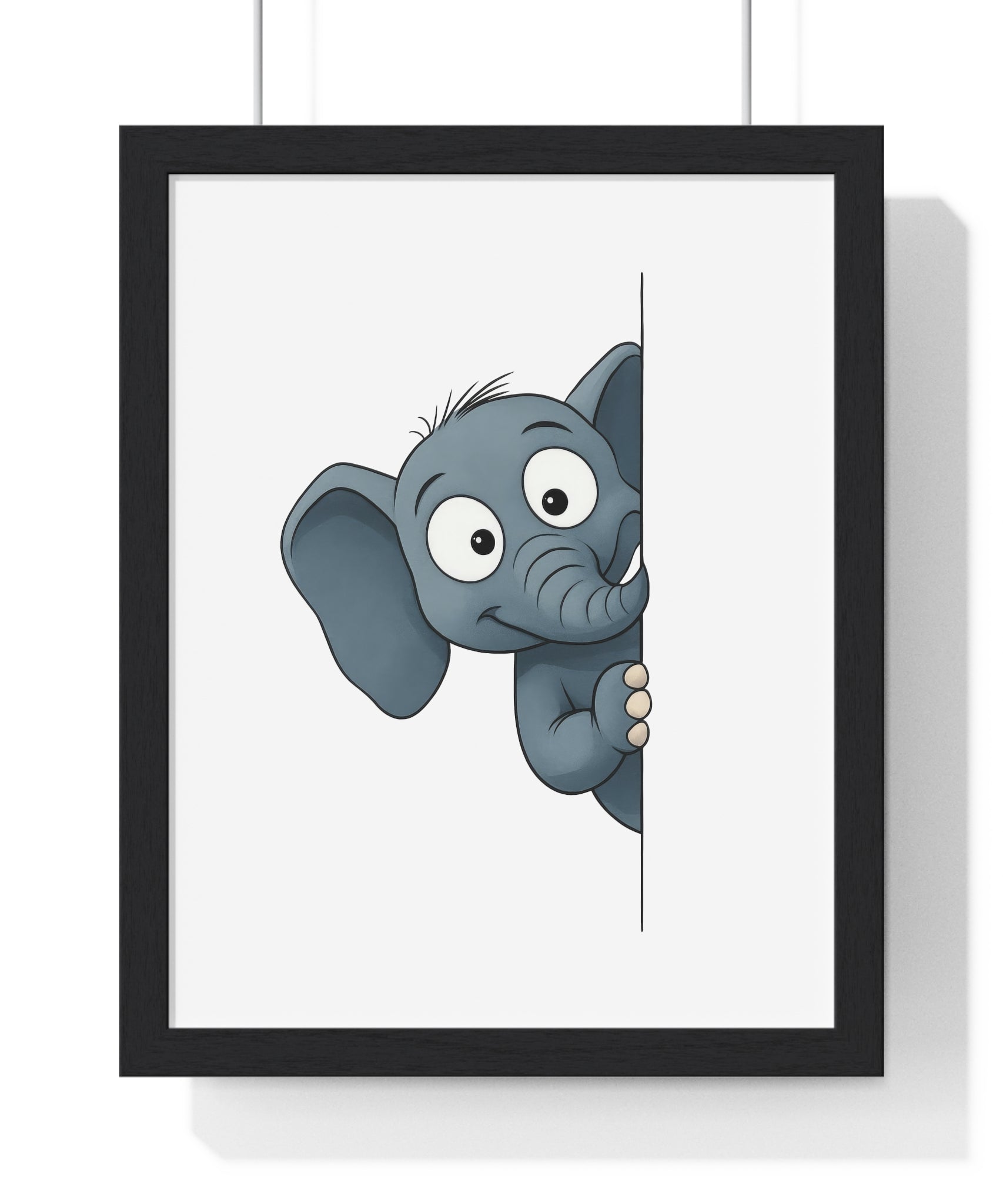 Peeking Pachyderm Wooden Wall Frame – Playful Elephant Art for Kids' Rooms & Animal Lovers