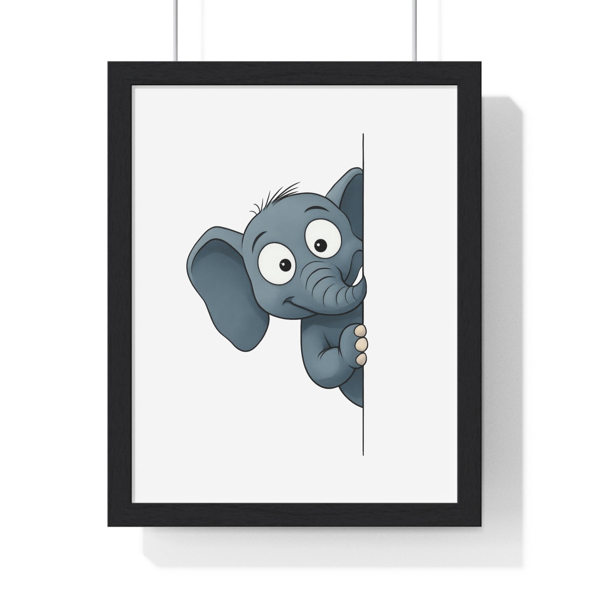 Peeking Pachyderm Wooden Wall Frame – Playful Elephant Art for Kids' Rooms & Animal Lovers
