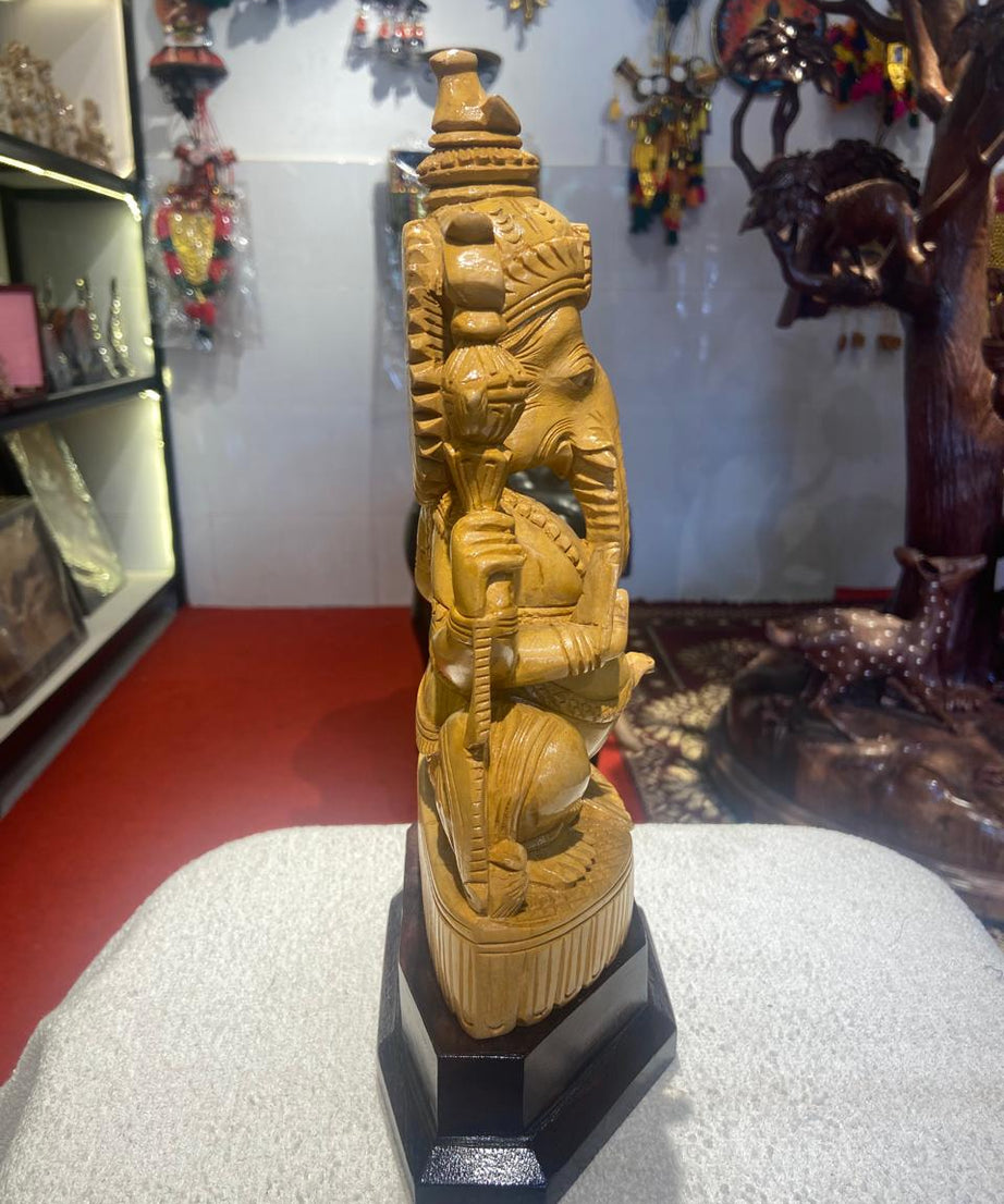 Handmade Sitting Lord Ganesha Wooden Sculpture | Gallory Hive
