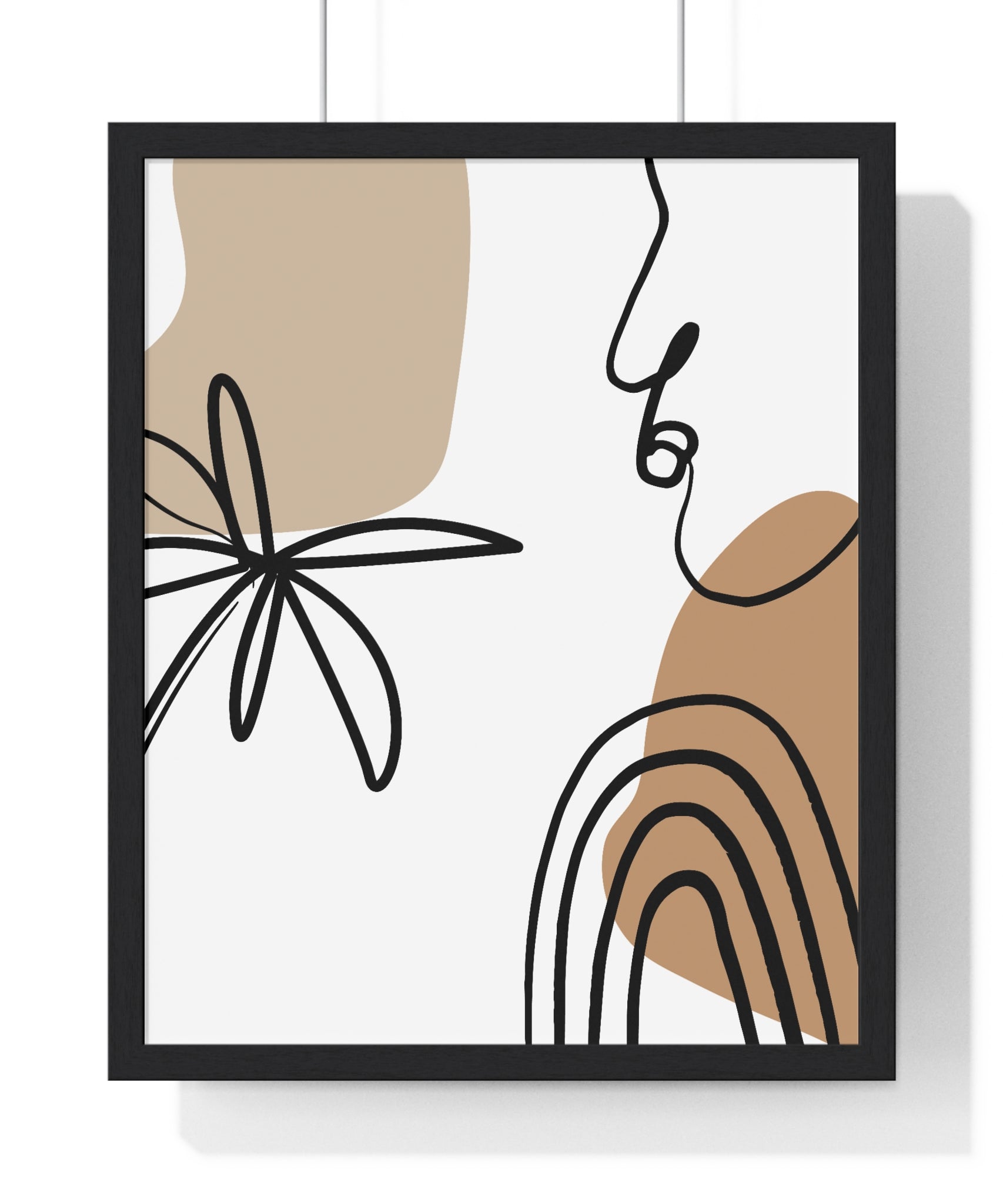 Abstract Face & Floral Art – Wooden Framed Poster