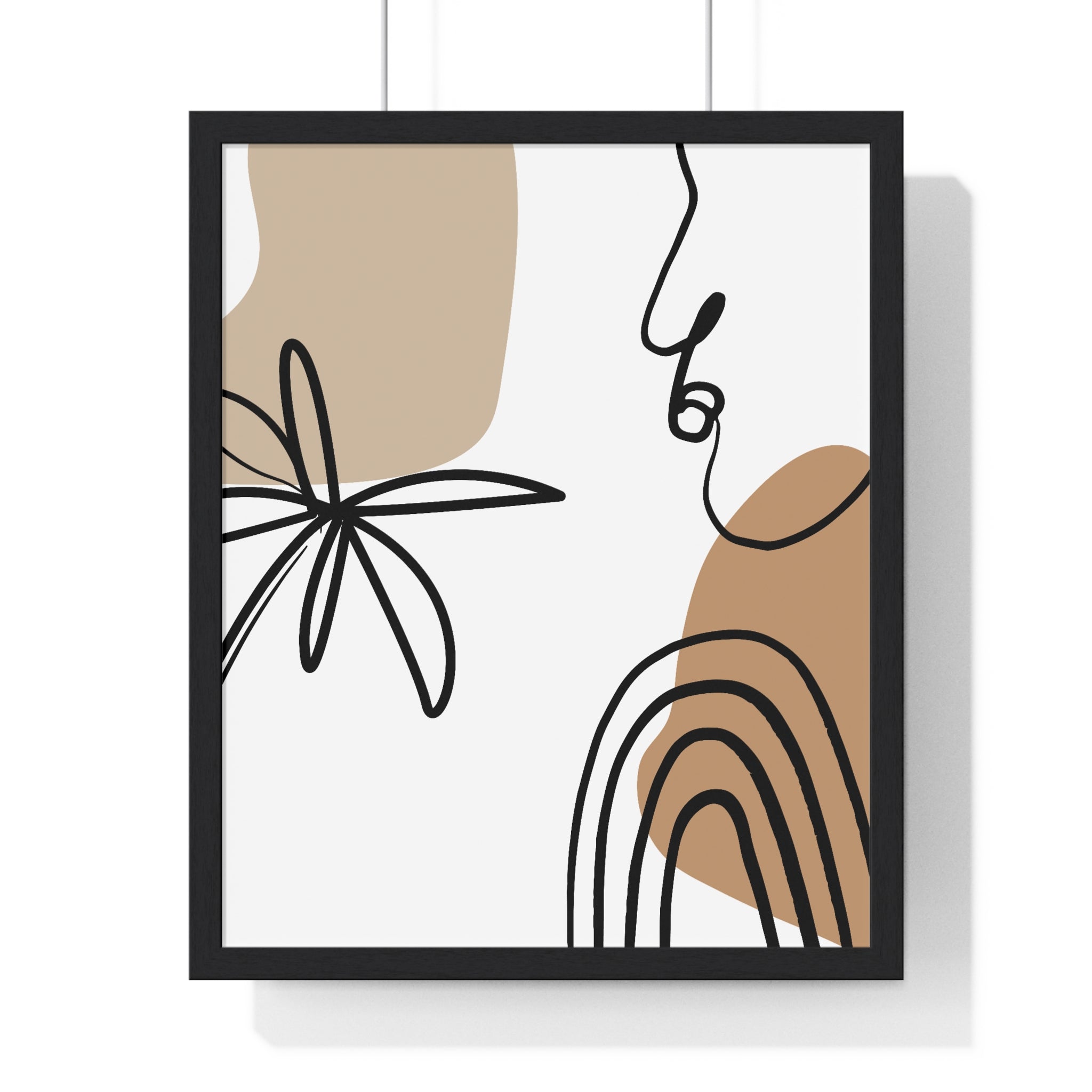 Abstract Face & Floral Art – Wooden Framed Poster