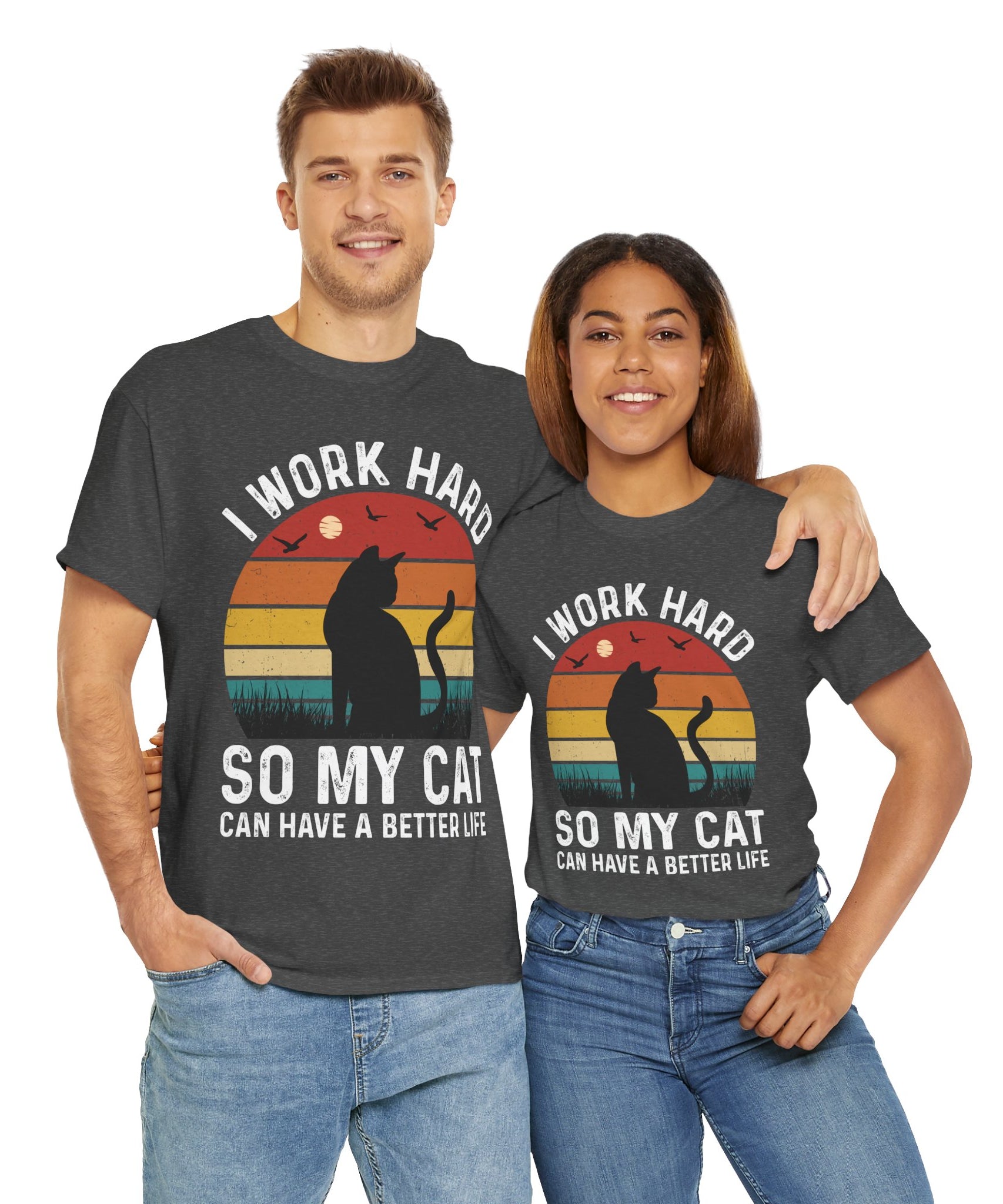 Retro Cat Lover Tee - Work Hard for My Pet