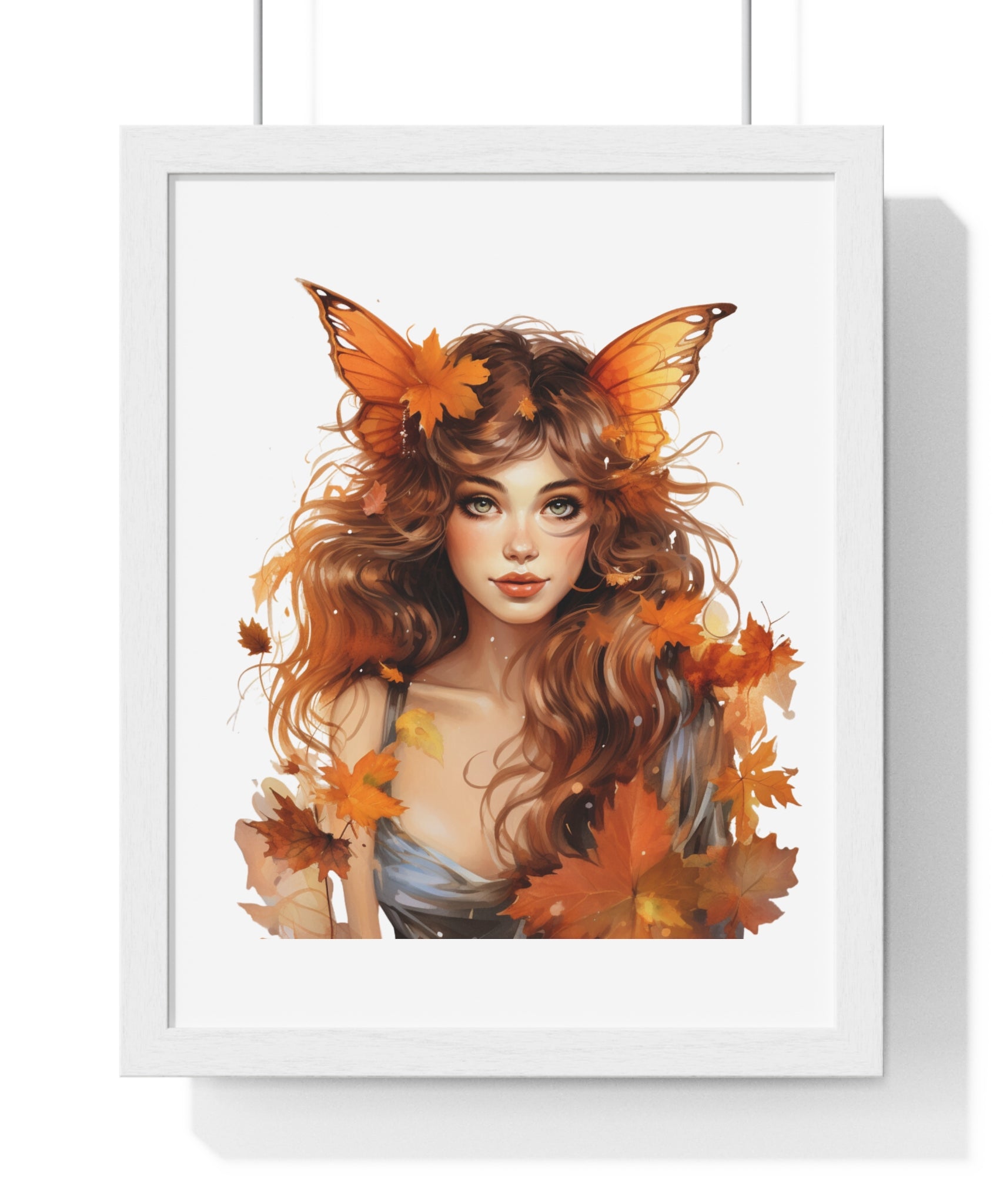 Autumn Fairy Wall Art – Butterfly Muse with Leaf Crown | Gallory Hive