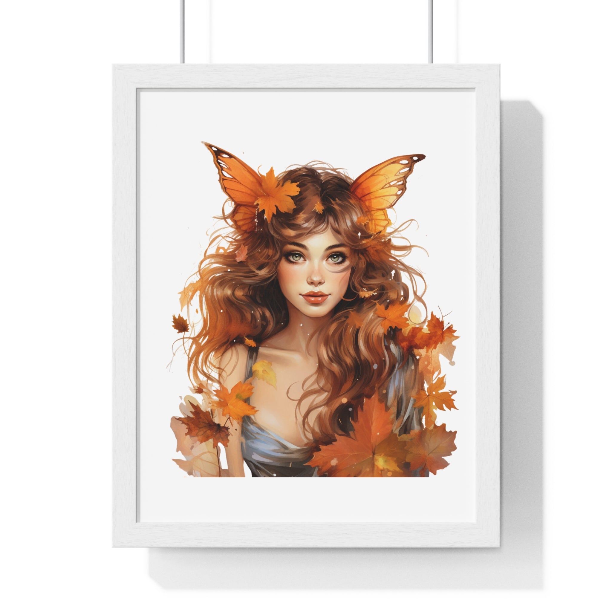 Autumn Fairy Wall Art – Butterfly Muse with Leaf Crown | Gallory Hive