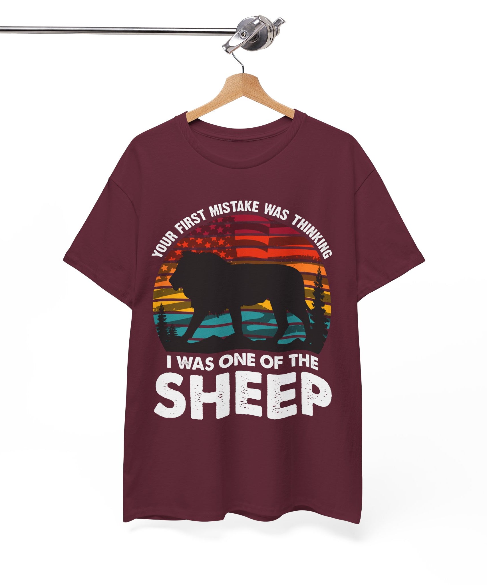 Bold Lion Tee with USA Flag Sunset | Gallory Hive