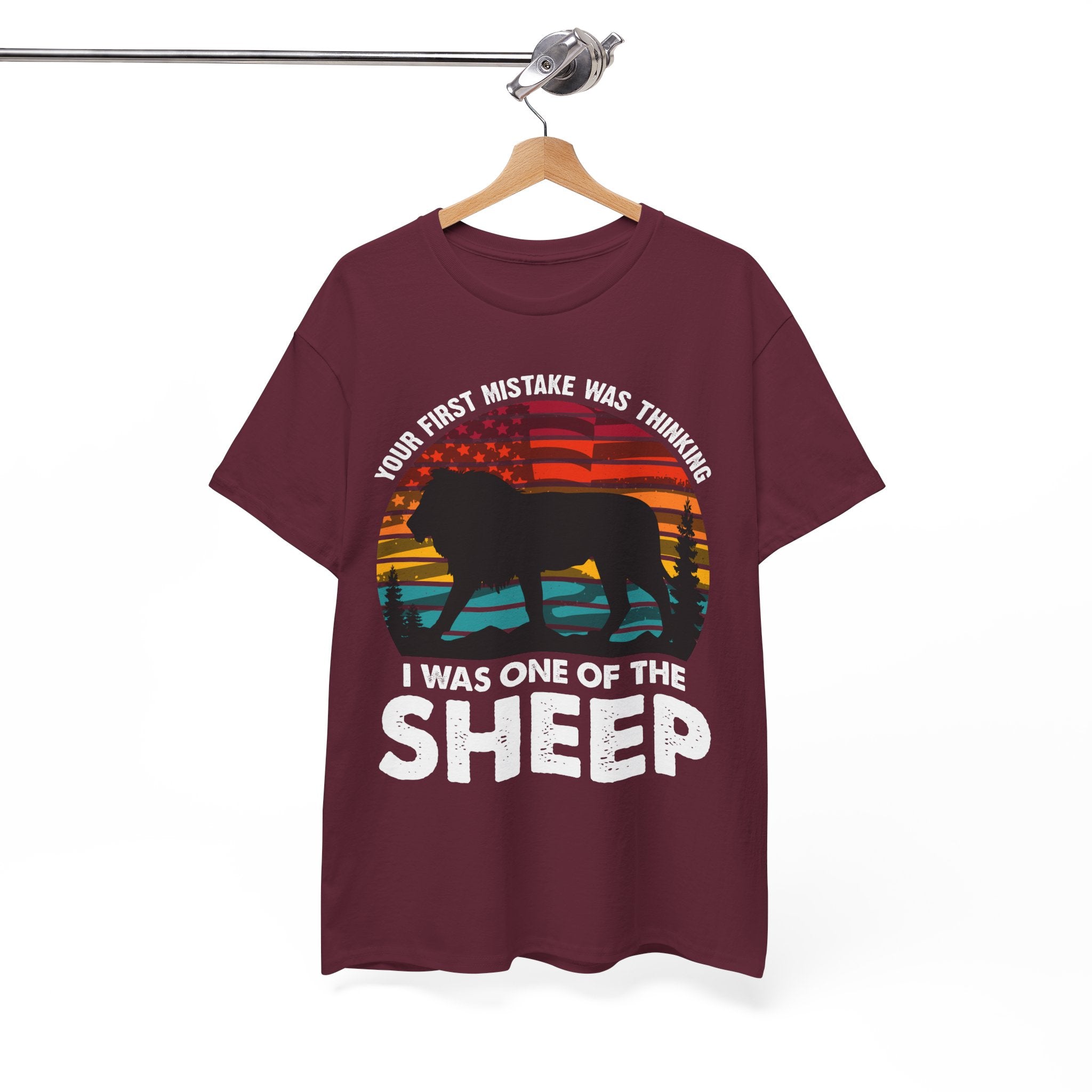 Bold Lion Tee with USA Flag Sunset | Gallory Hive