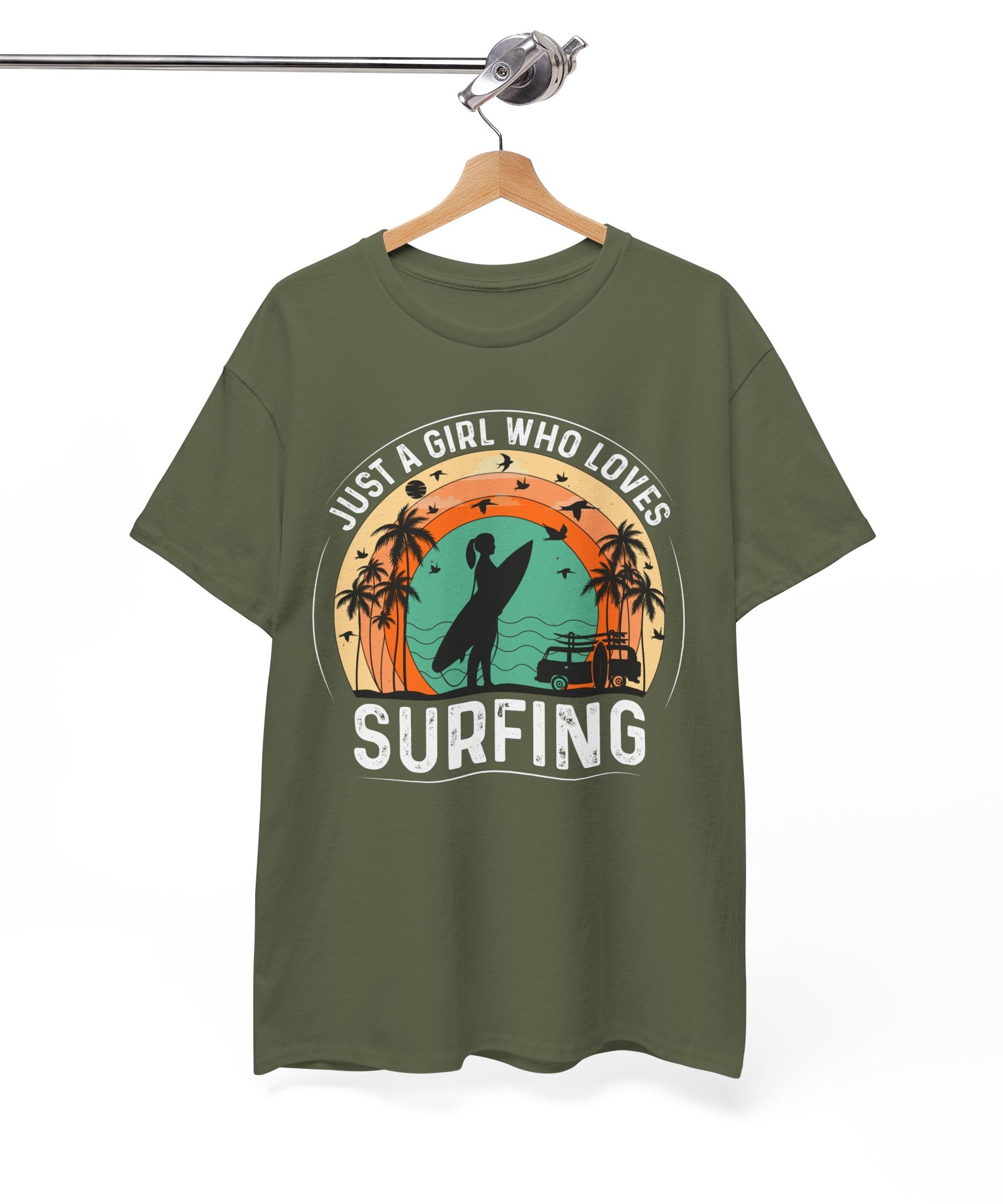 Beach Girl Surfing Retro Tee | Gallory Hive