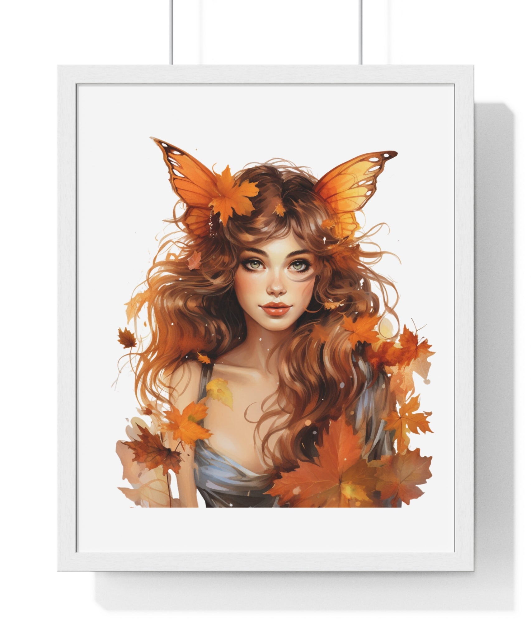 Autumn Fairy Wall Art – Butterfly Muse with Leaf Crown