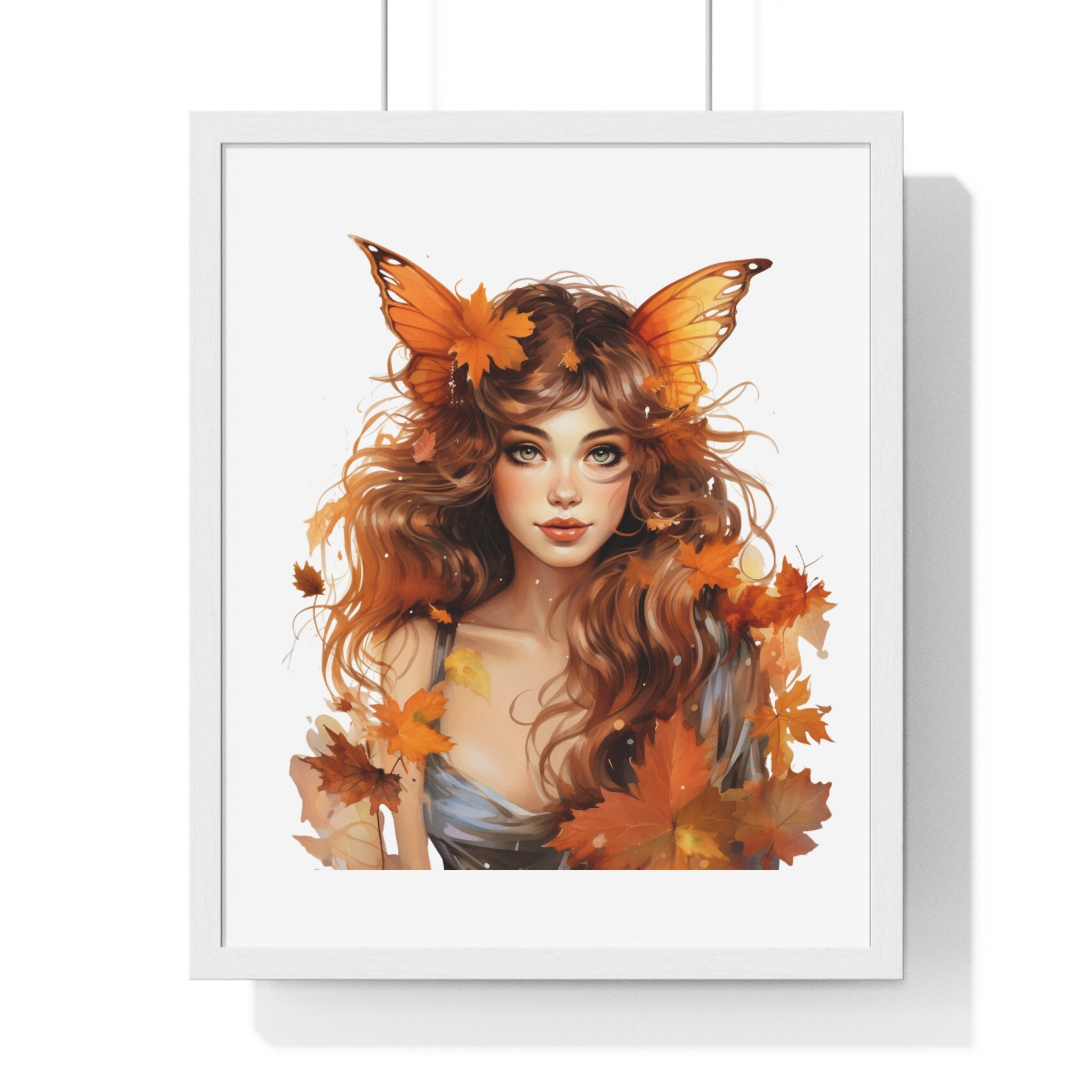 Autumn Fairy Wall Art – Butterfly Muse with Leaf Crown