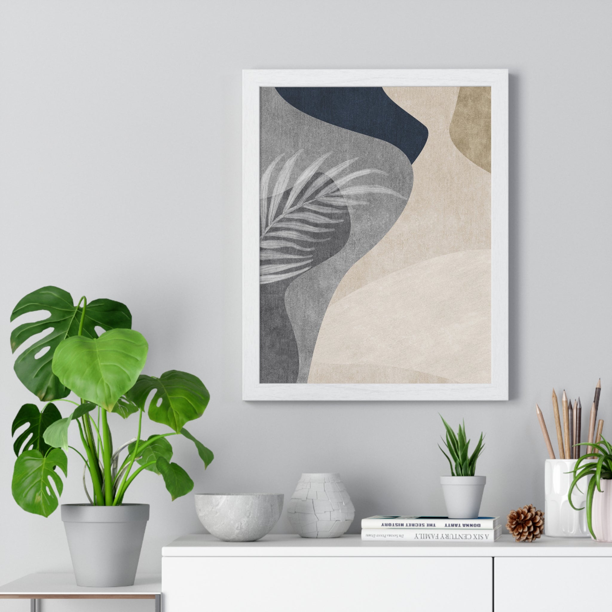 Geometric Leaf Premium Wooden Framed Poster for Home Decor