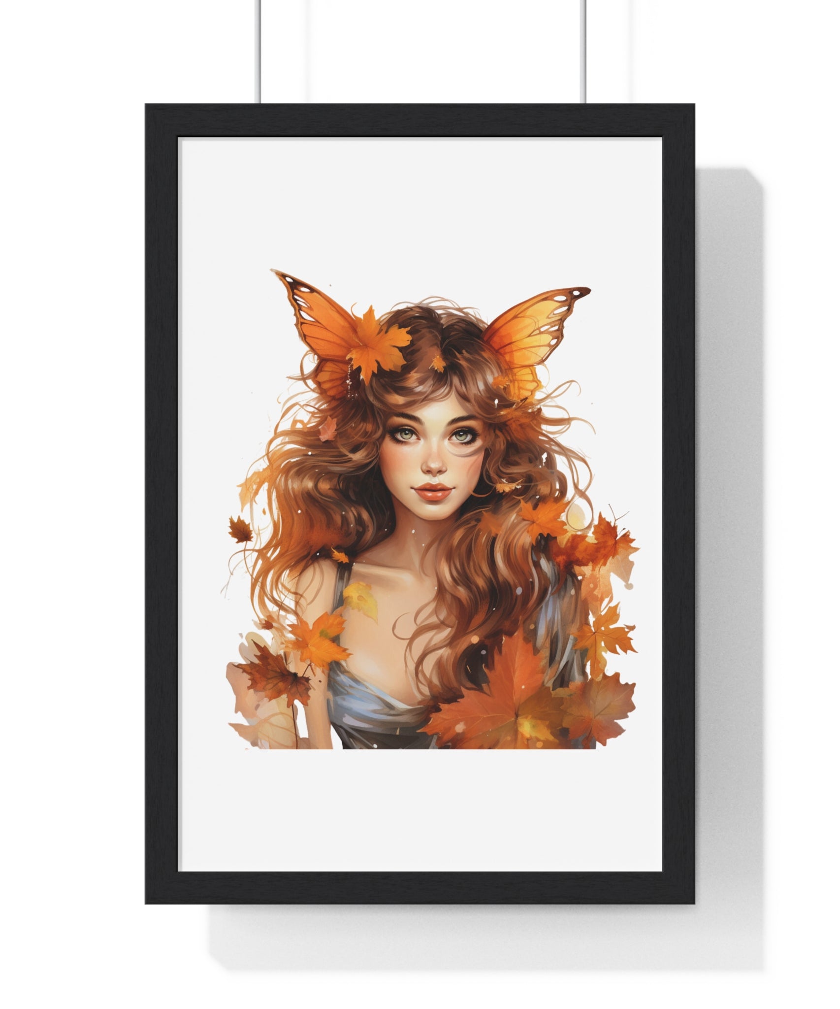 Autumn Fairy Wall Art – Butterfly Muse with Leaf Crown | Gallory Hive