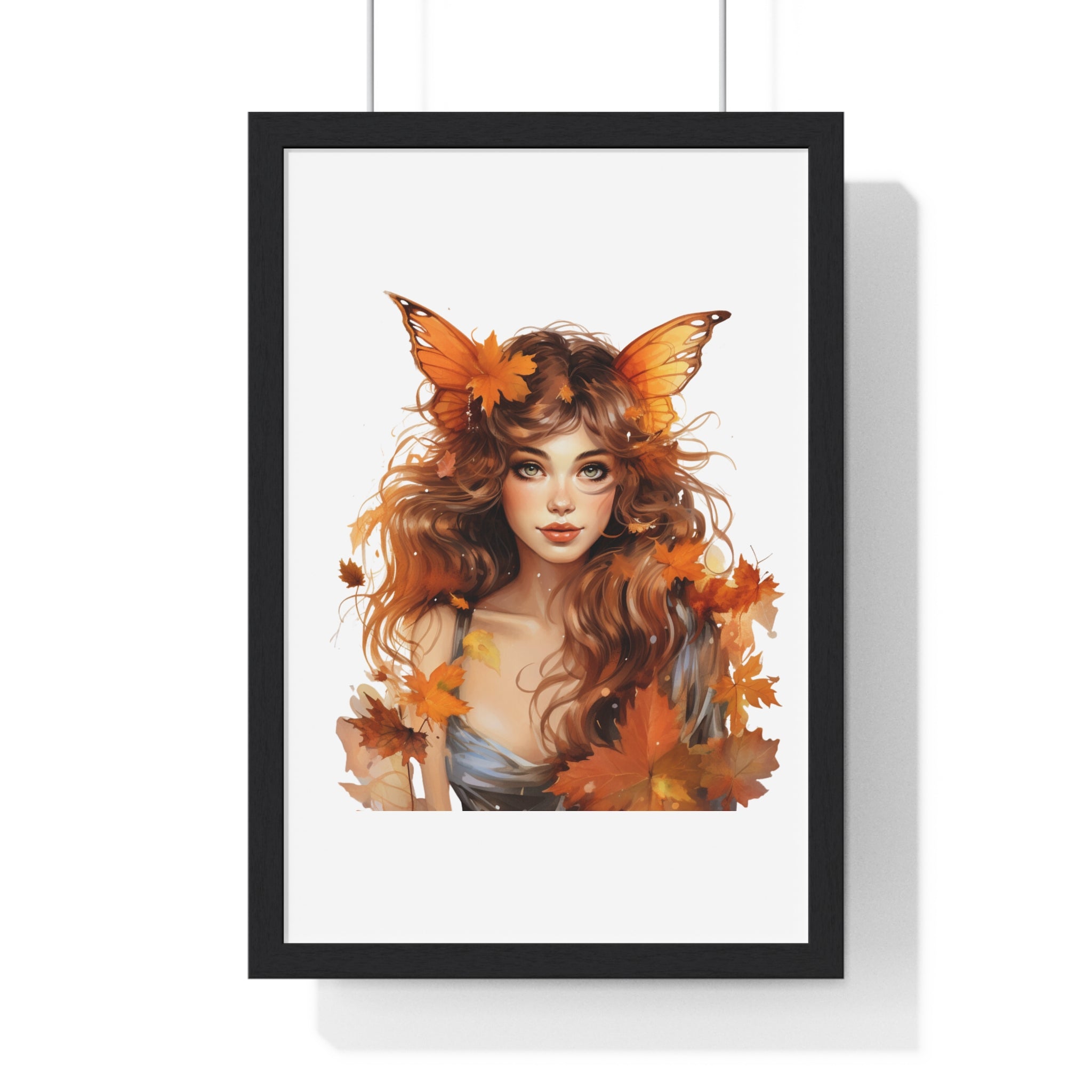 Autumn Fairy Wall Art – Butterfly Muse with Leaf Crown | Gallory Hive