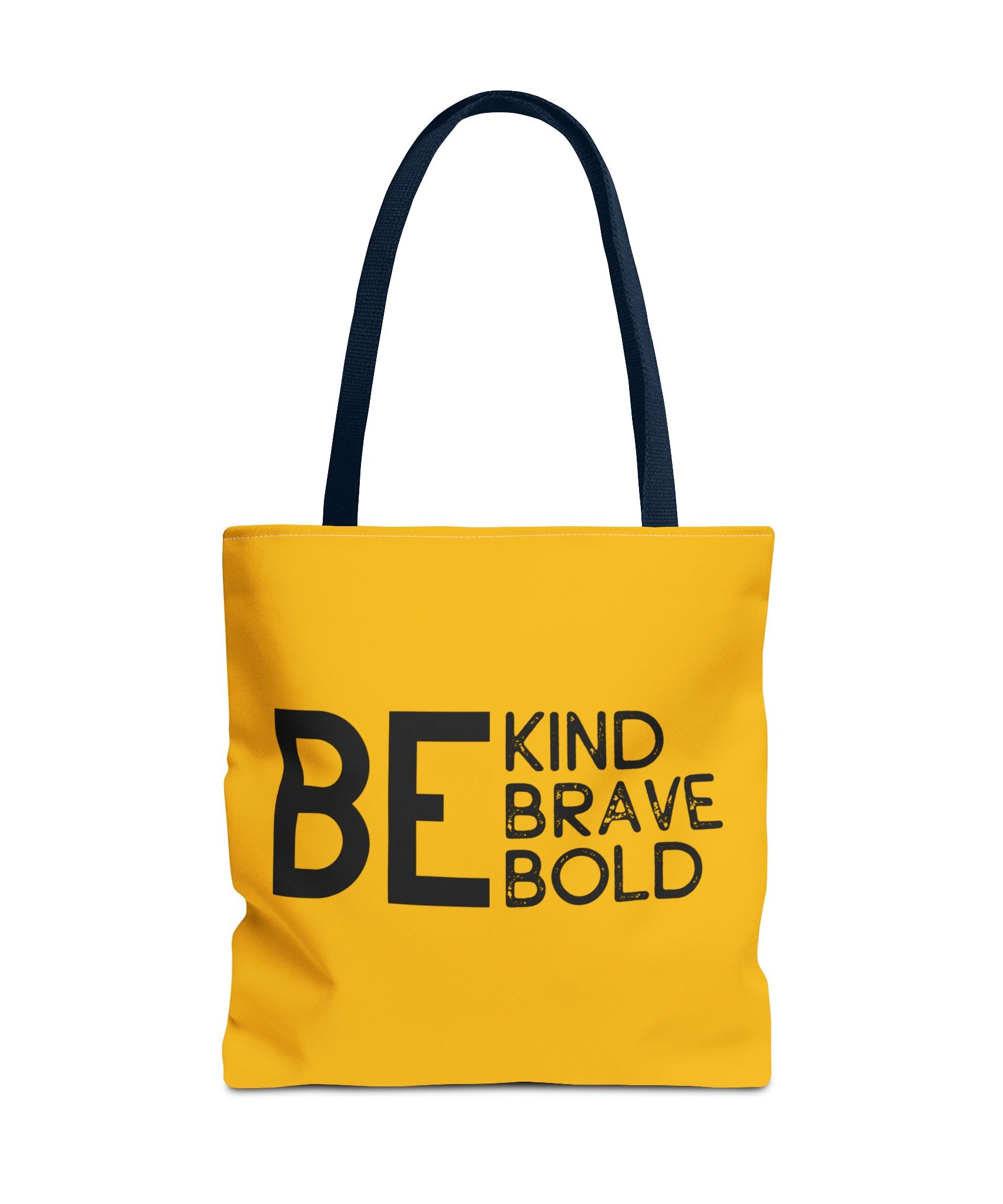 Inspirational Tote Bag - Be Kind Brave Bold - Eco-Friendly Carryall - Yellow