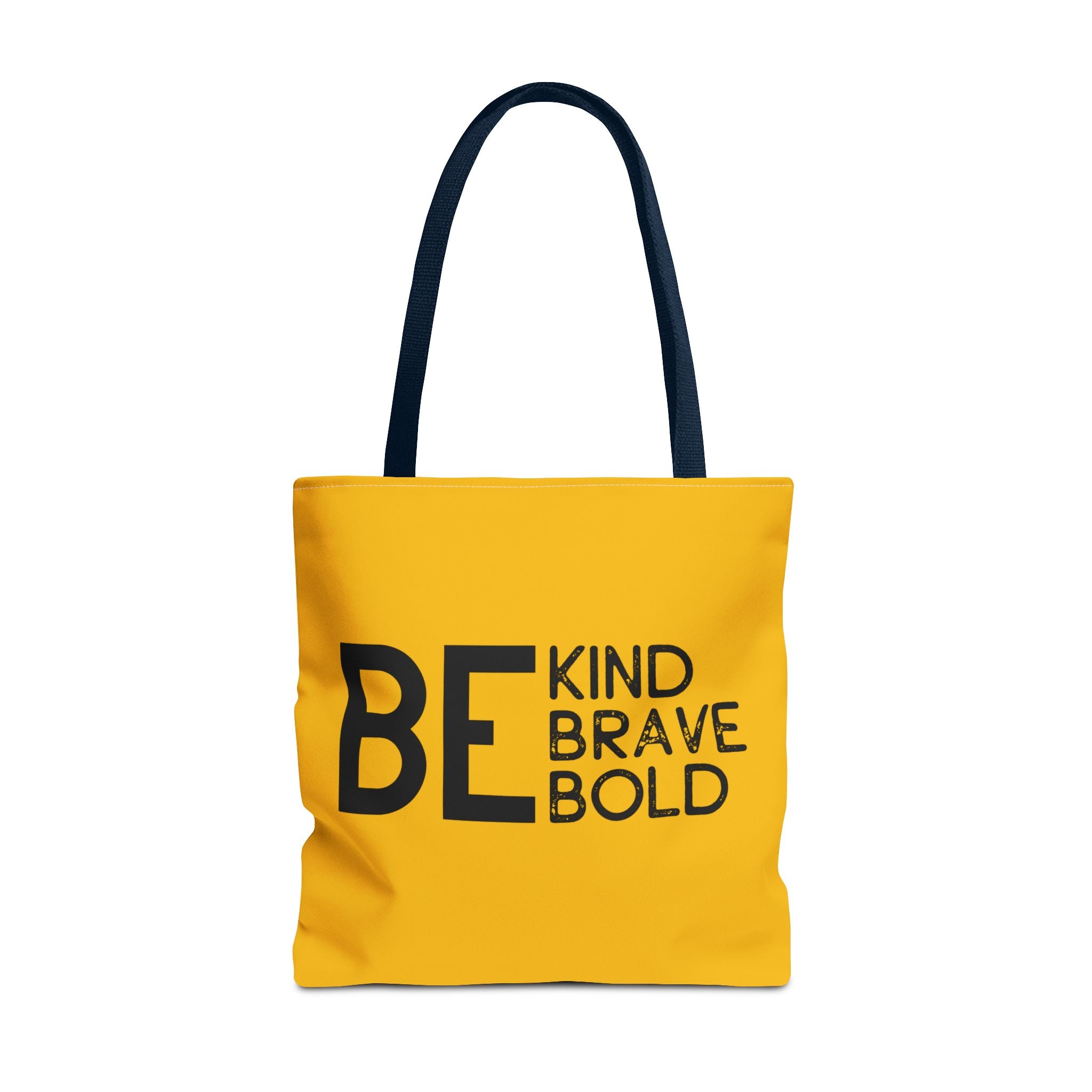 Inspirational Tote Bag - Be Kind Brave Bold - Eco-Friendly Carryall - Yellow
