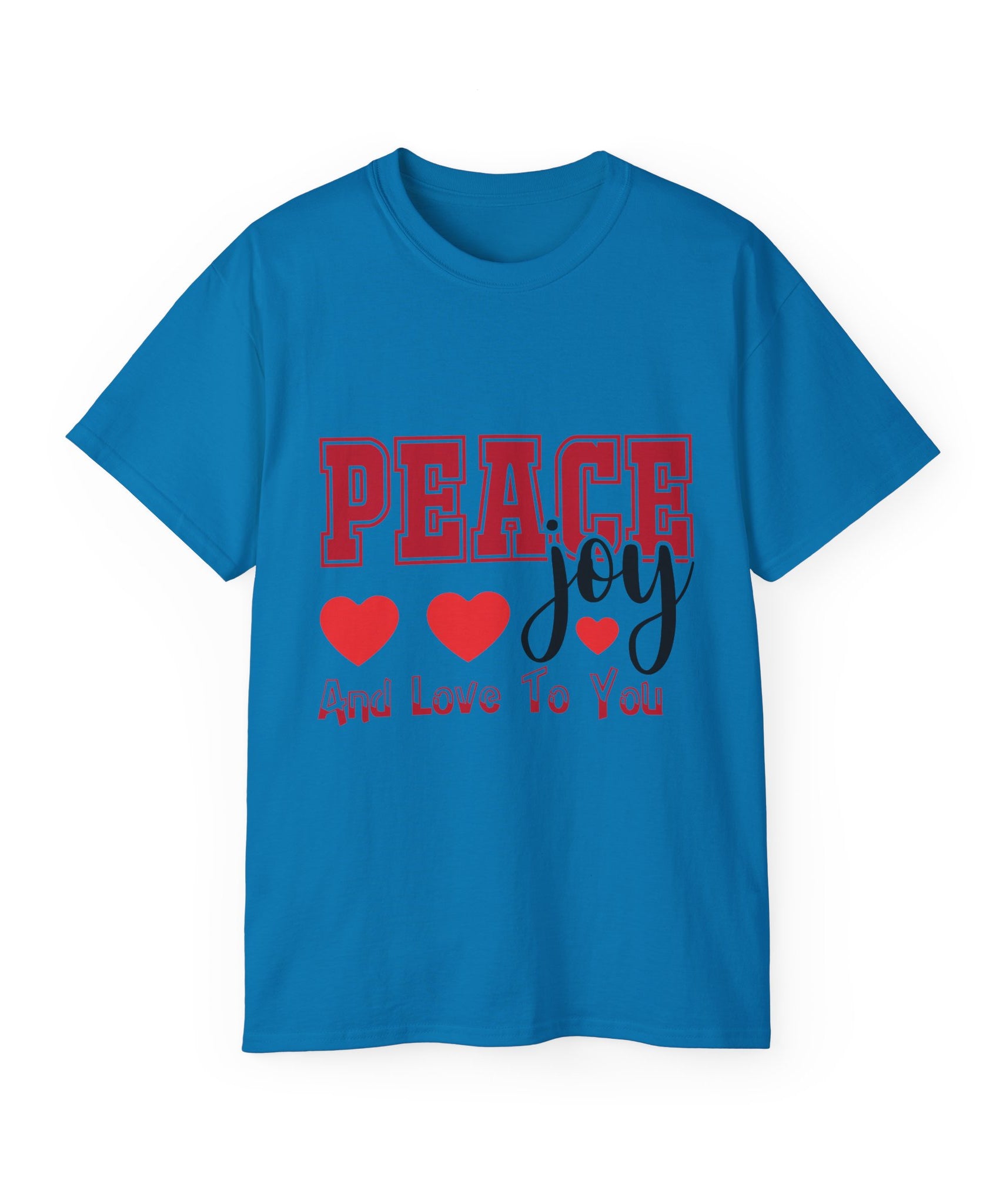 Peace, Joy & Love Retro Christmas T-Shirt | Gallory Hive