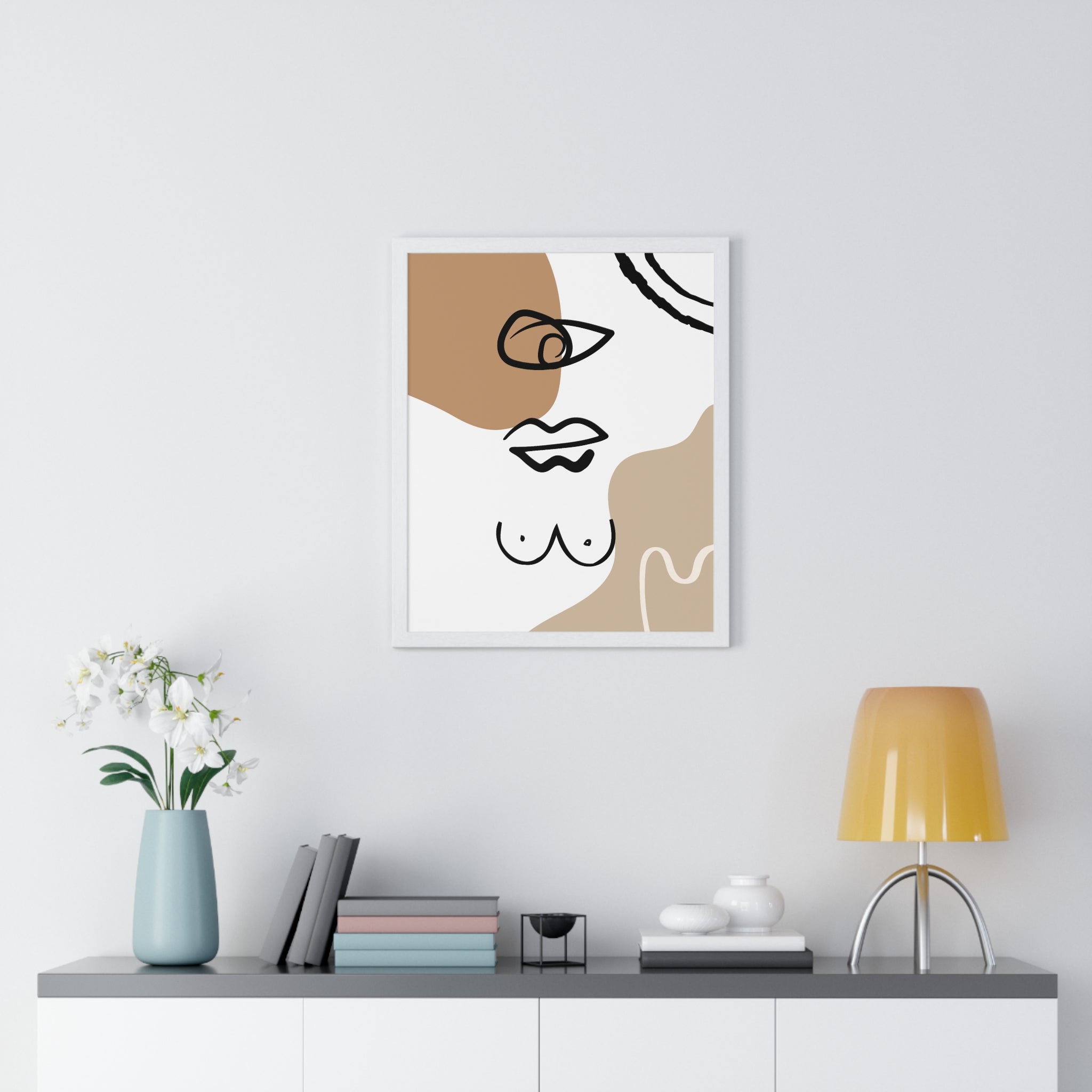 Abstract Human Form Art – Framed Line Drawing