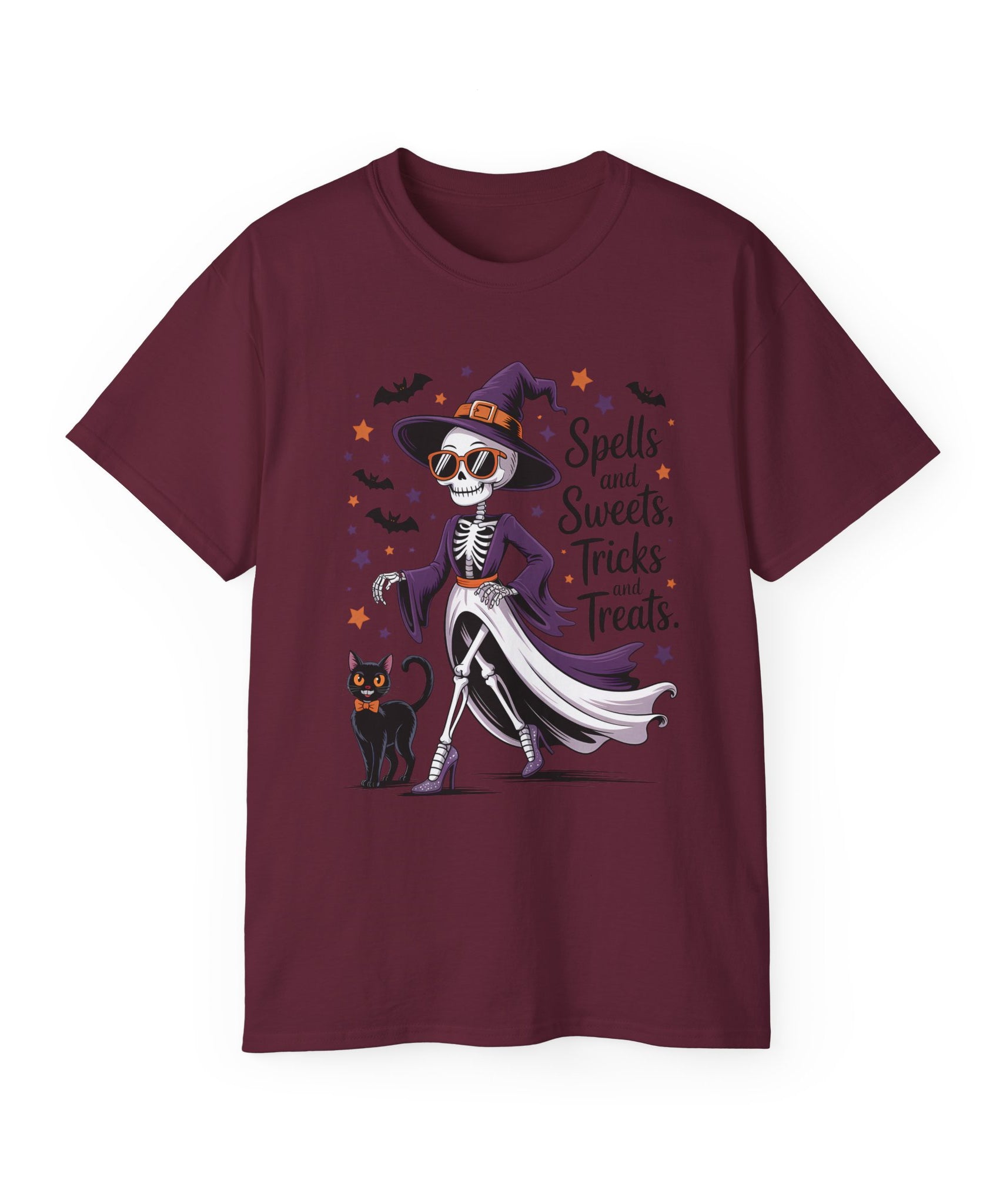 Spooky Skeleton Halloween Witch T-Shirt