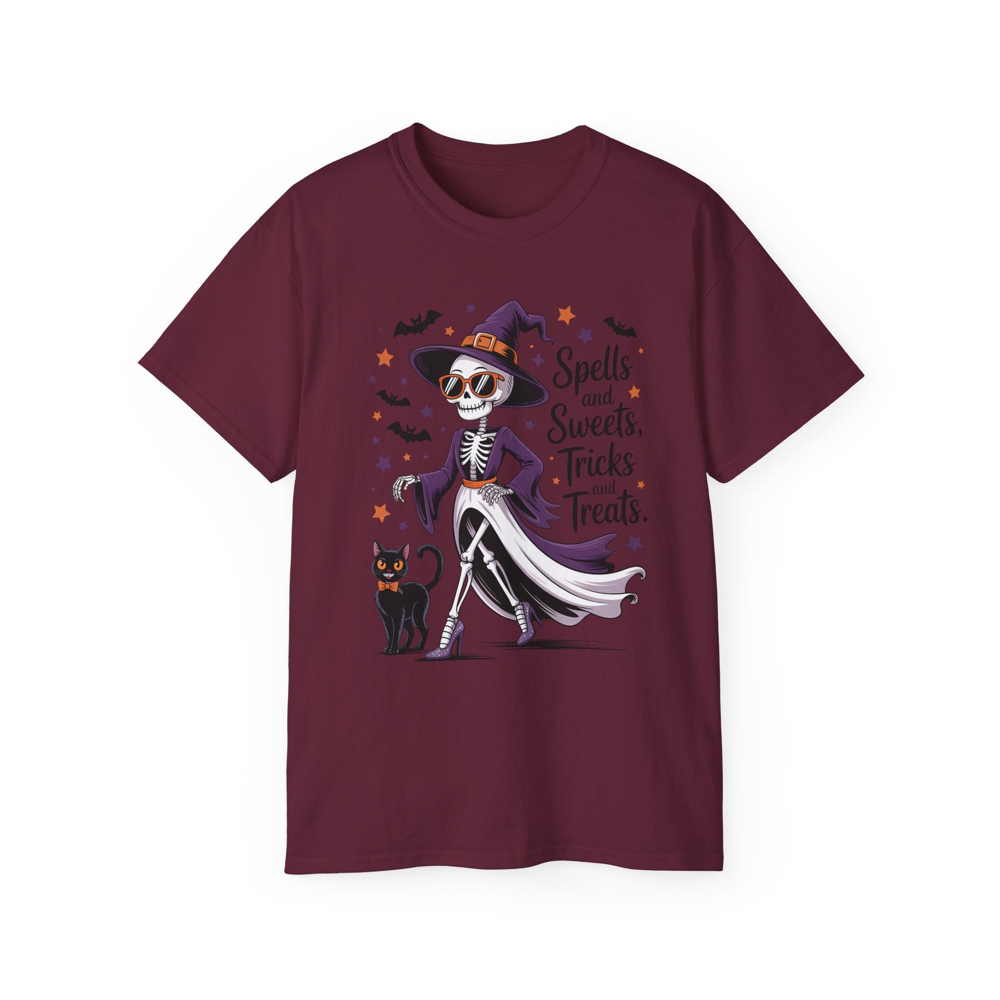 Spooky Skeleton Halloween Witch T-Shirt