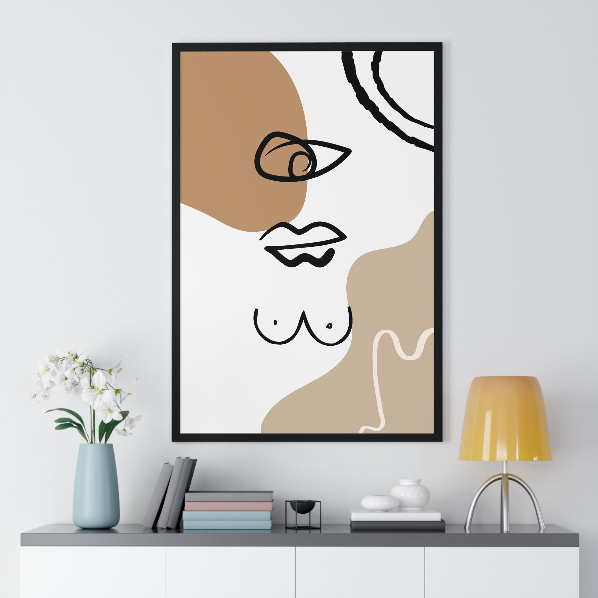 Abstract Human Form Art – Framed Line Drawing | Gallory Hive