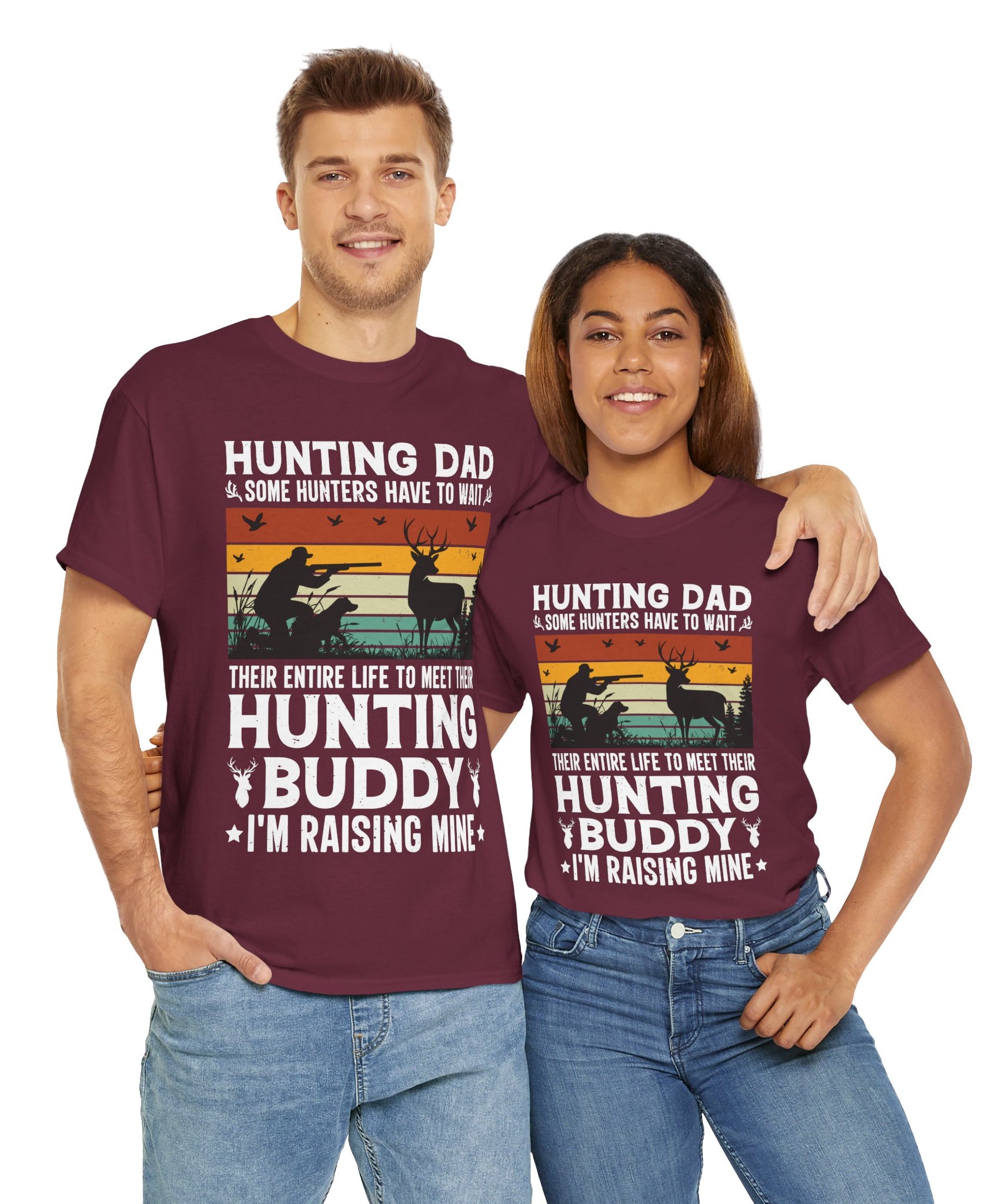 Retro Hunter Tee – Dog, Deer & Rifle Scene