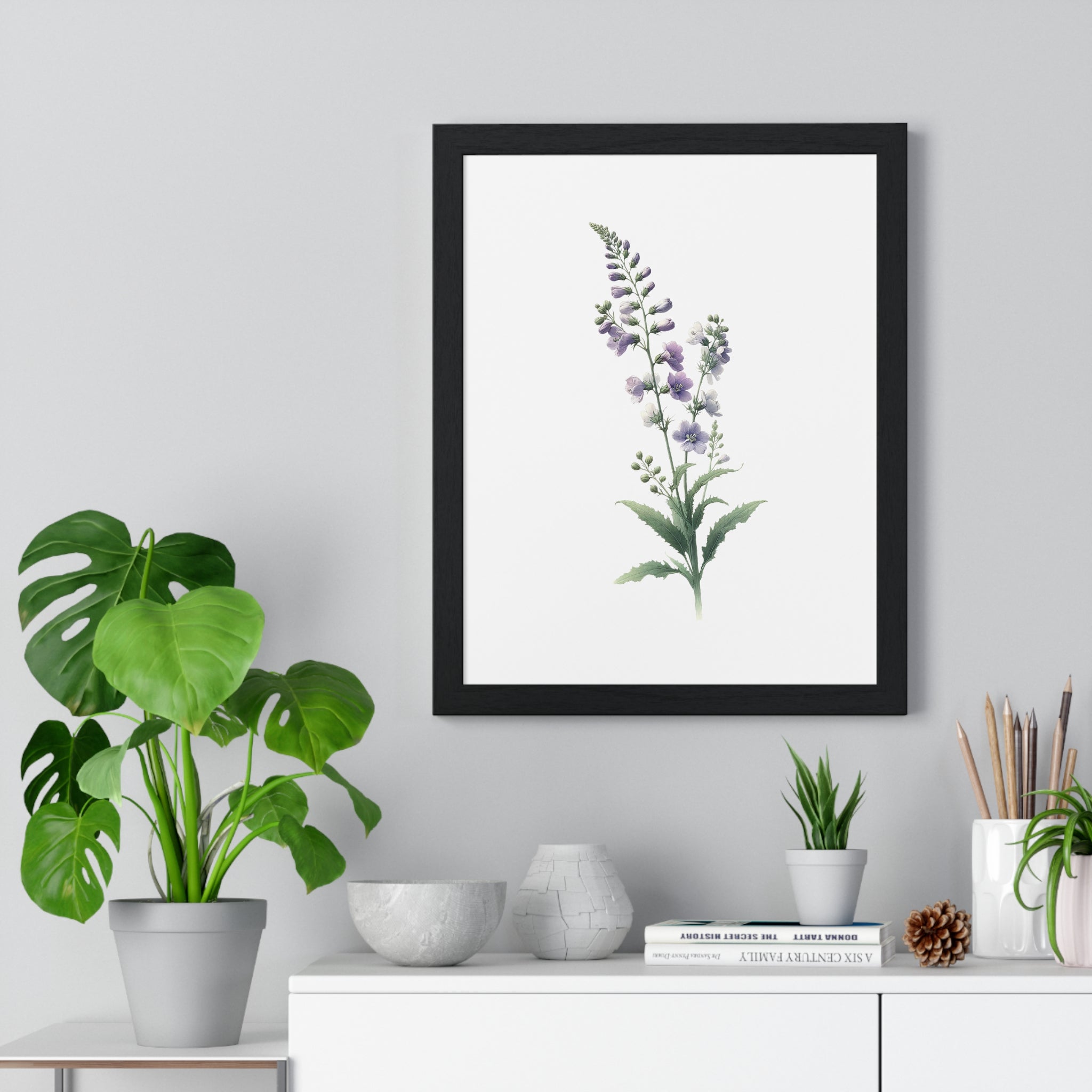 July Birth Month Flower - Larkspur | Wooden Framed Wall Art