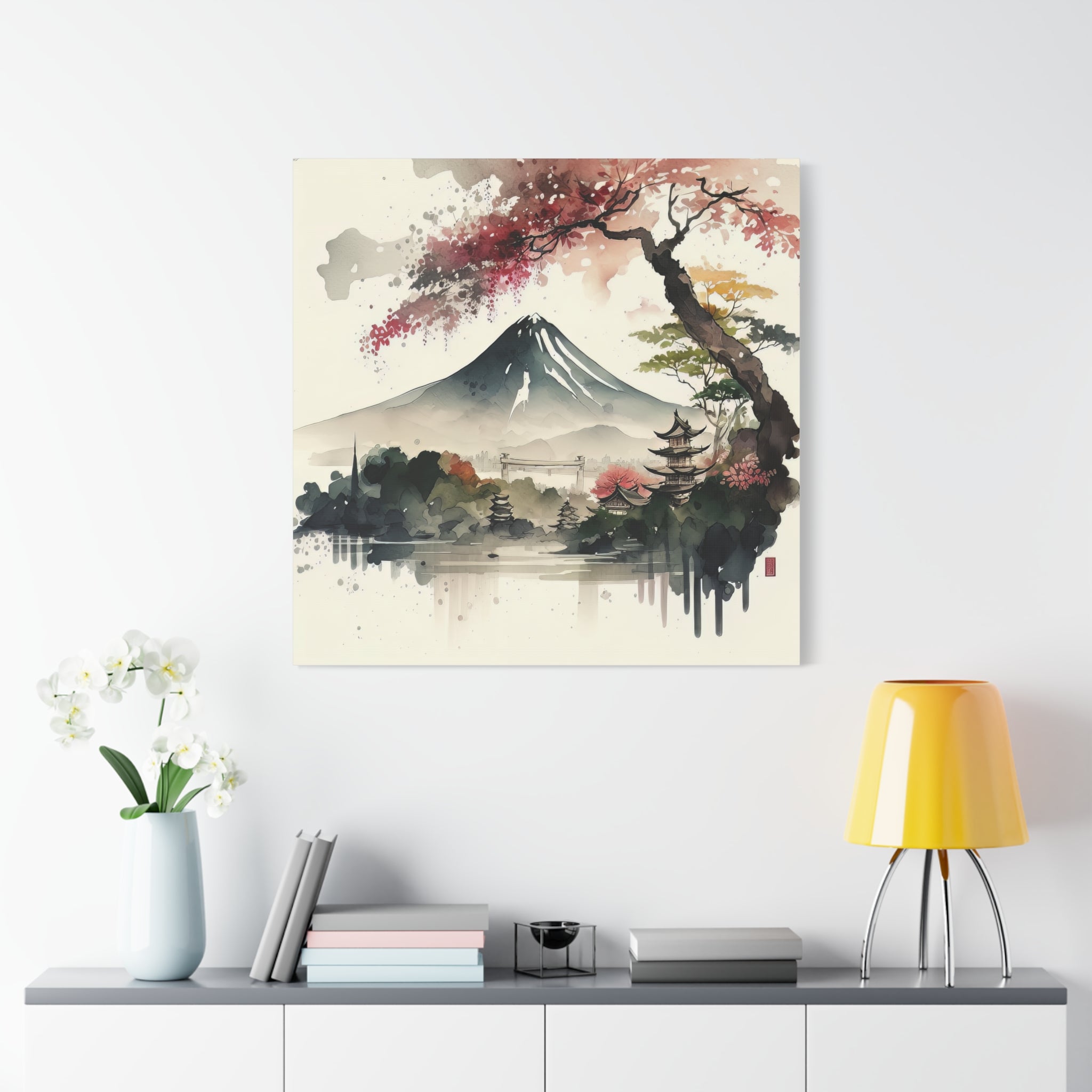 Japanese Landscape Canvas Art, Mount Fuji Wall Decor, Floral Canvas Print, Gift for Nature Lovers, Asian-Inspired Home Decor - Gallory Hive