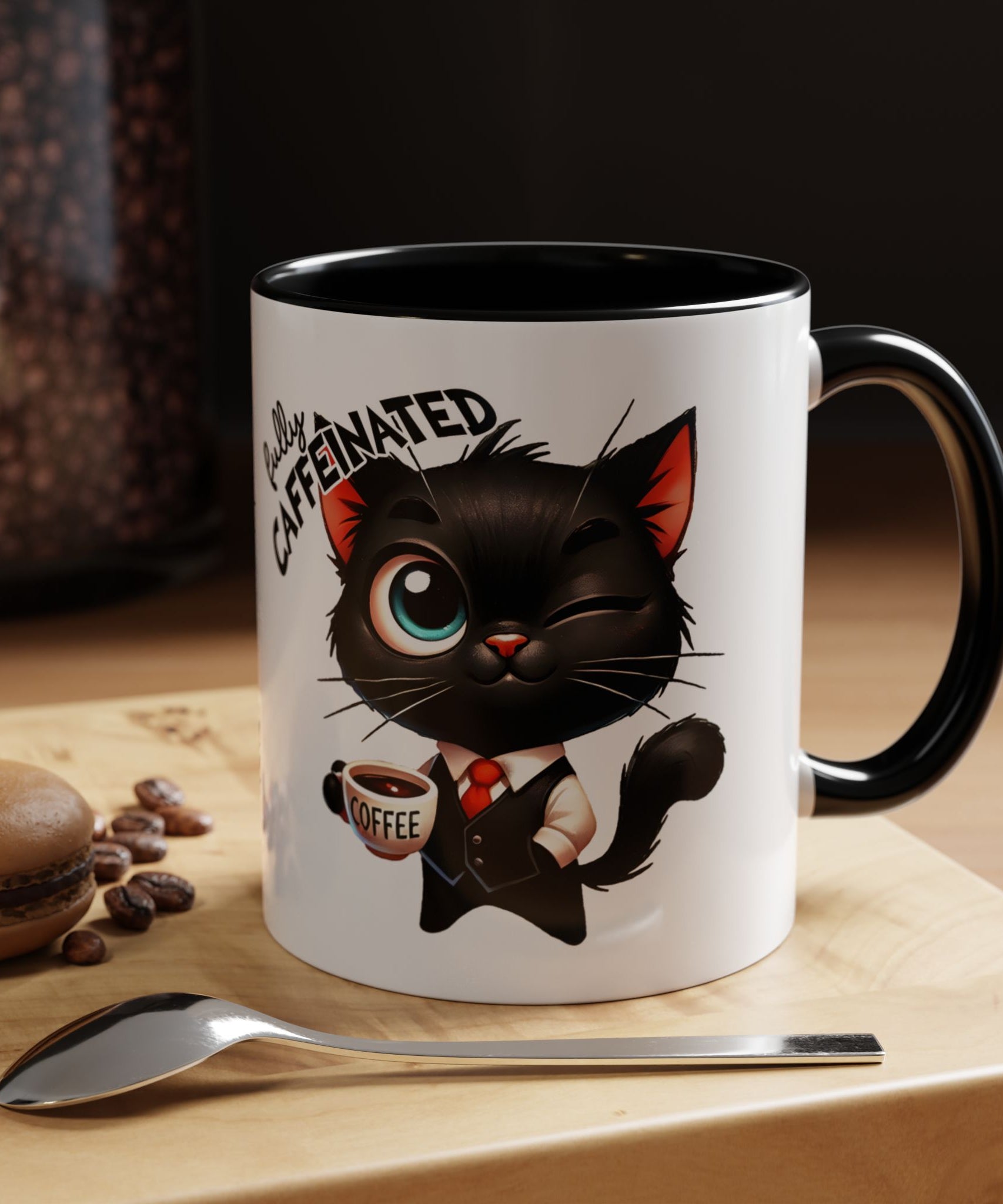 Cute Black Cat Accent Coffee Mug  Gallory Hive