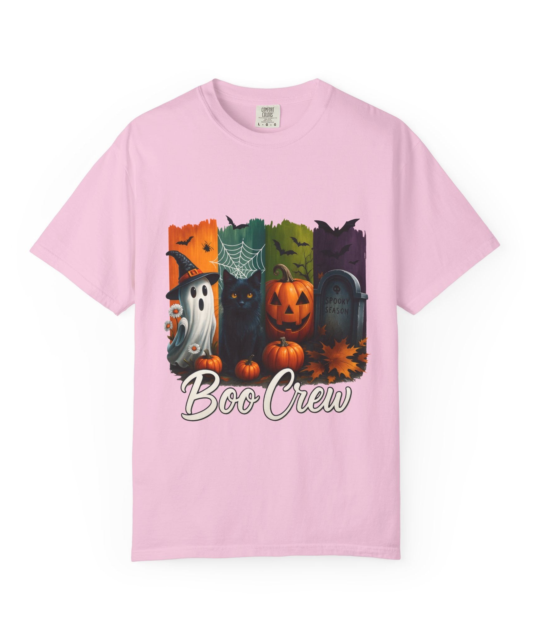 Boo Crew Halloween Unisex T-Shirt – Cute Ghost, Black Cat, Pumpkin & Tombstone Design - Gallory Hive
