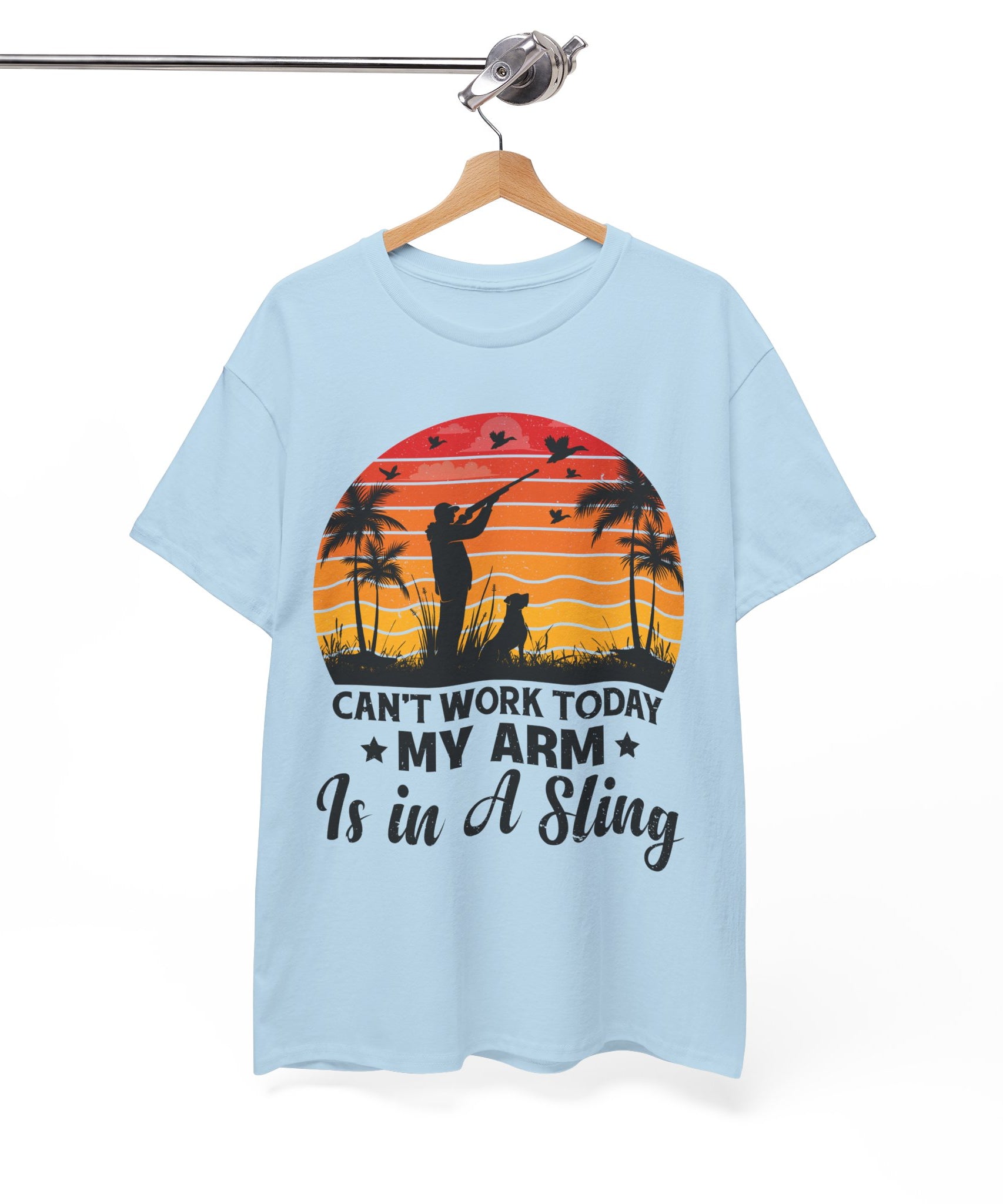 Hunter & Dog Tee – Retro Sunset Scene
