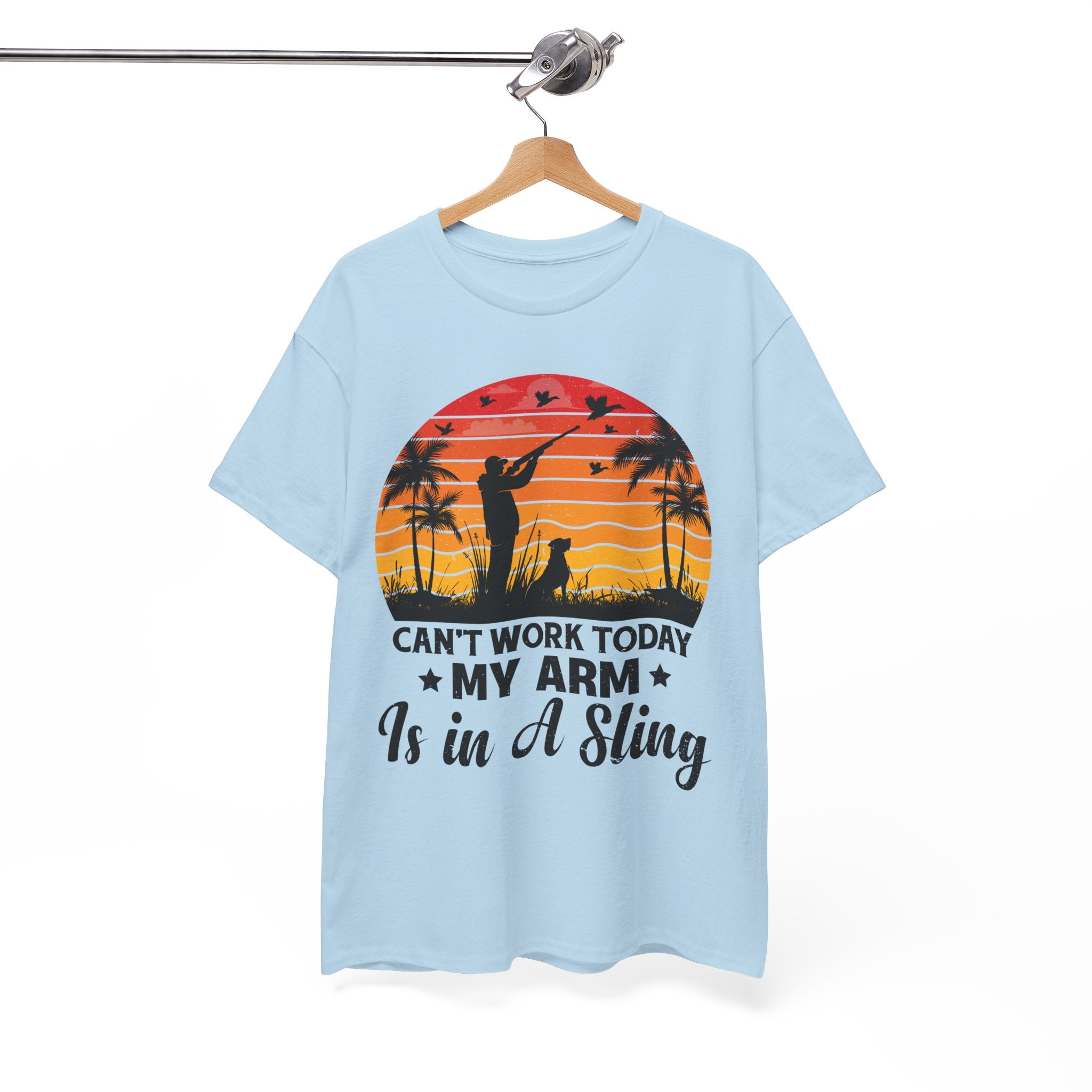 Hunter & Dog Tee – Retro Sunset Scene