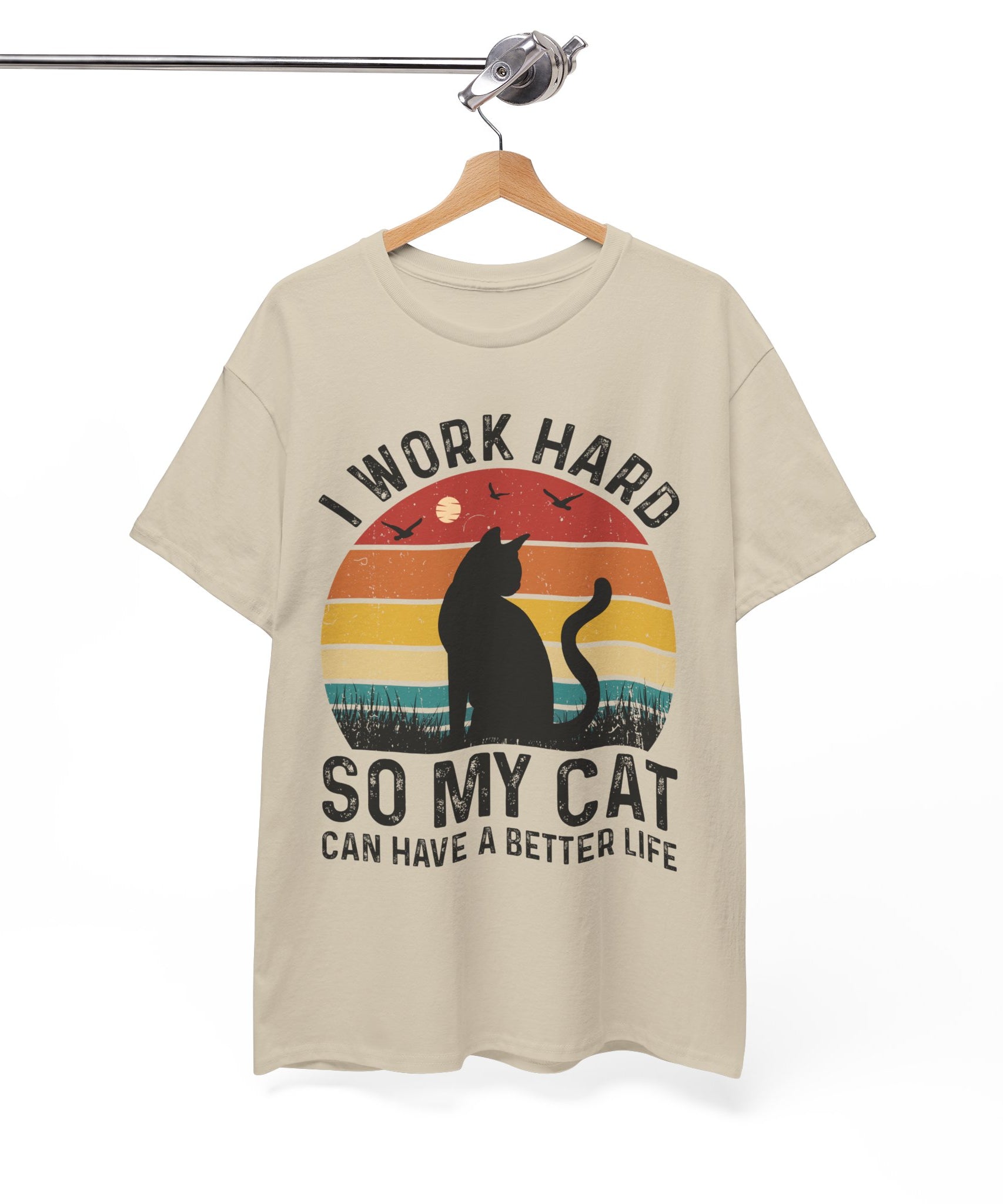 Retro Cat Lover Tee - Work Hard for My Pet