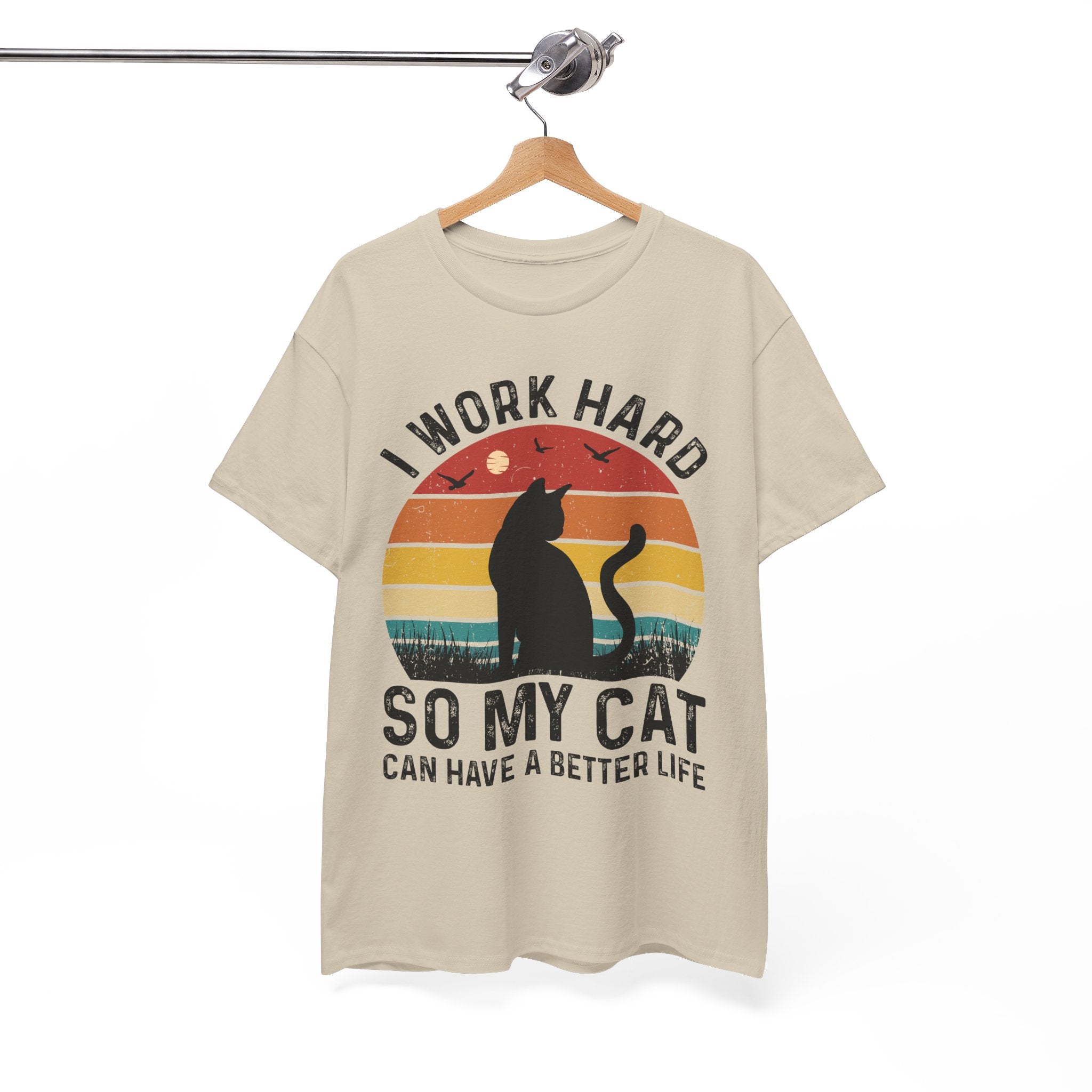 Retro Cat Lover Tee - Work Hard for My Pet