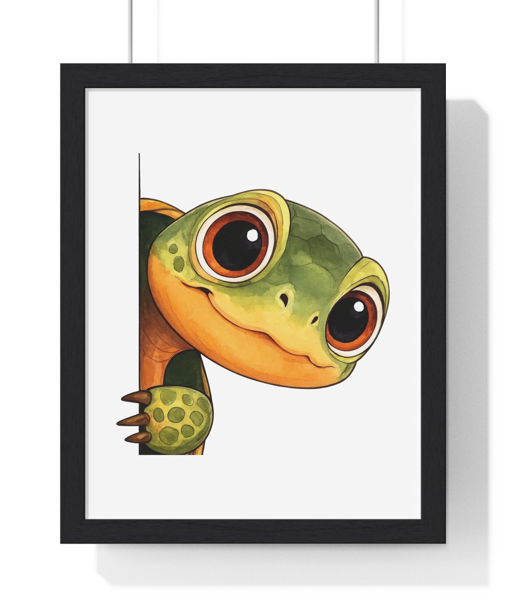 Wooden Frame Wall Decor with Cute Turtle Print